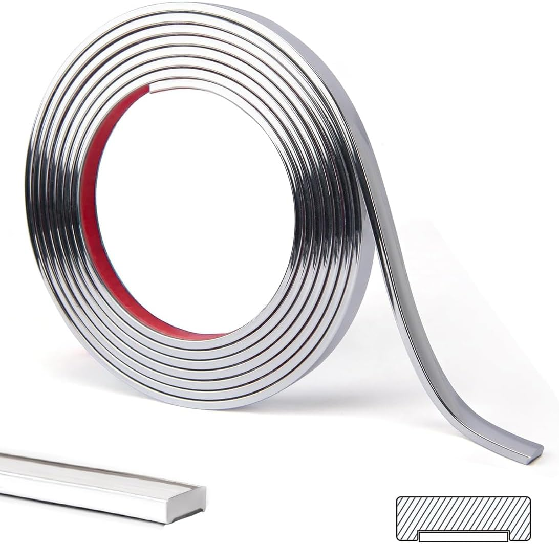 16.4 Ft Peel and Stick Trim,Flexible Peel and Stick Trim Molding,Molding Trim for Wall Tile Edges,Kitchen,Ceilings,Backsplash and Mirrior Frame Decor(Gold)