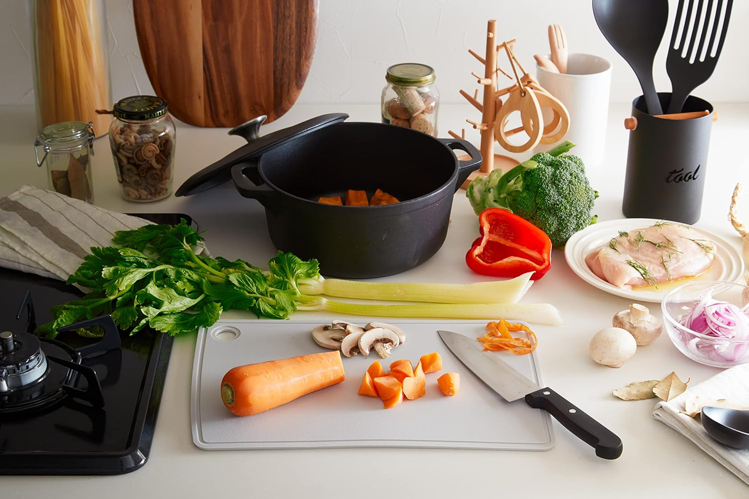 Earl SM-802 Silicone Cutting Board, Lightweight and Small, Floating Storage, S, Light Gray