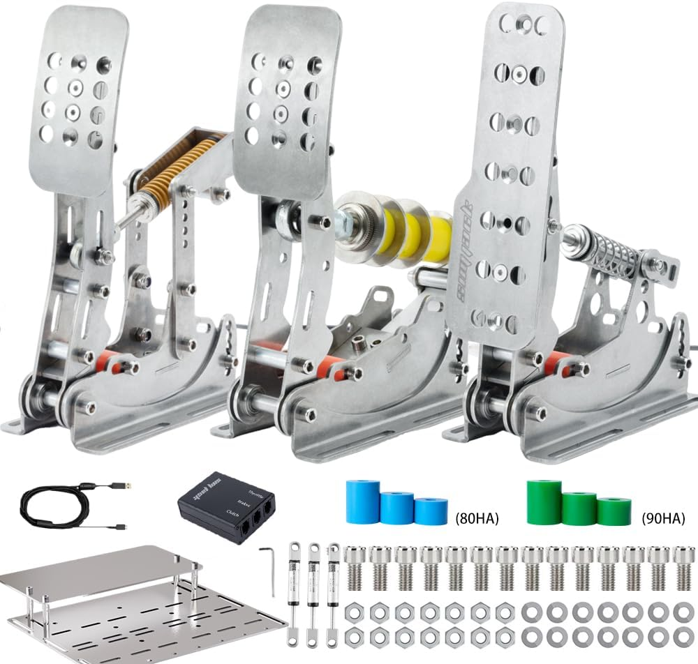 Simjack UT Sim Racing Pedals 200KG Load Cell Brake Pedal PC Racing Simulator Pedals Pressure Sensor HE Hydraulic Pedal (UT-P3-H3-DB)