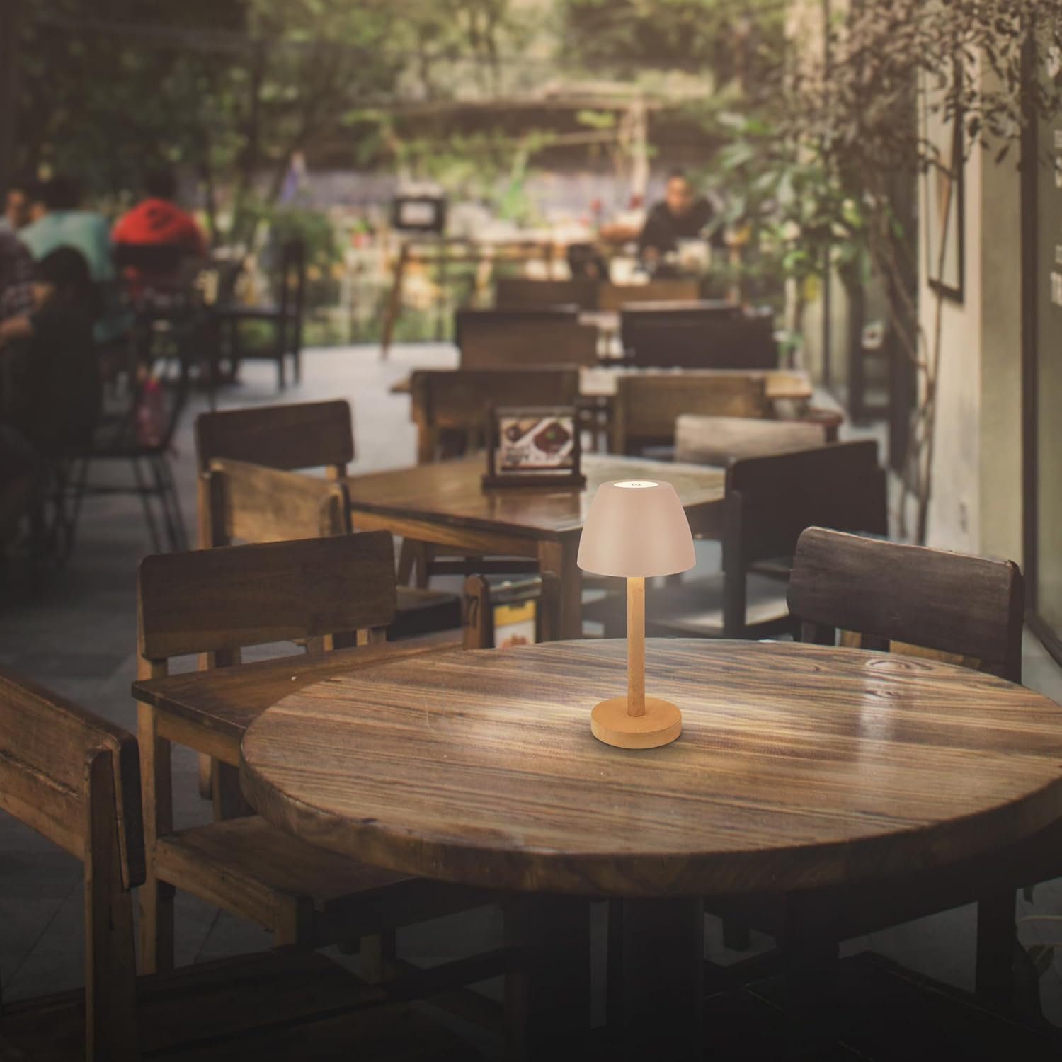 BRILONER - LED Table Lamp Wireless IP44 with Touch, Dimmable, Battery Replaceable, Bedside Lamp, Reading Lamp, LED Lamp, Camping Lamp, Table Lamp, Battery Lamp, Outdoor Lamp, 13.5 X 30 Cm, Beige Wood