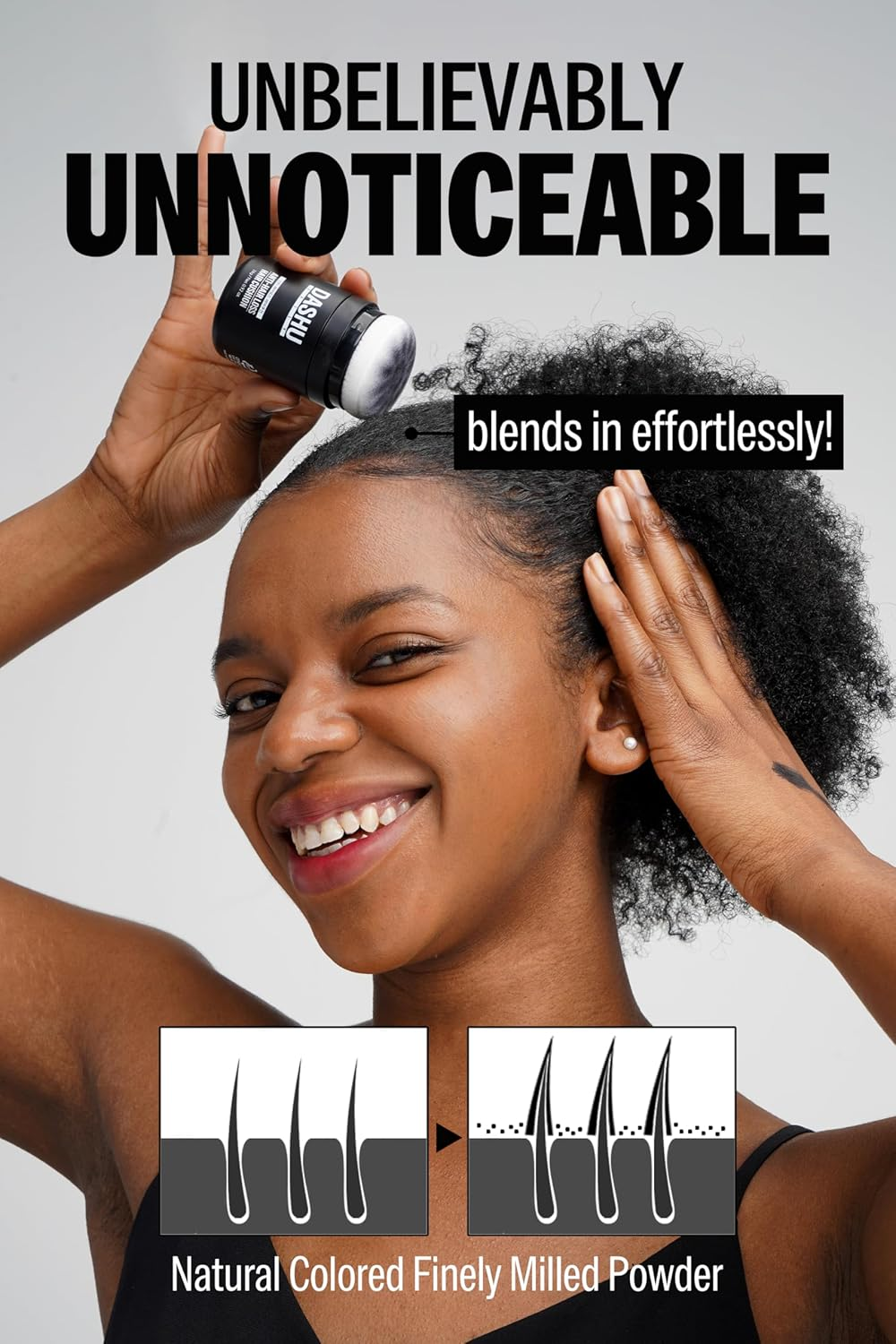 DASHU Daily Hair Cushion for Hair Fall | Hair Fibers for Thinning Hair Temporary Hair Color for Gray Hair Coverage Root Concealer Hairline Powder | Waterproof Bald Spot Cover up for Men 16G (Black) image number 4