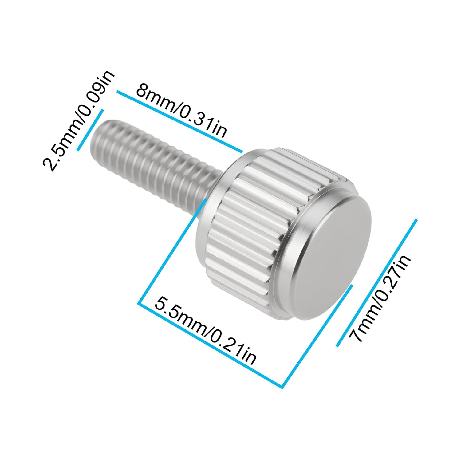VGOL 20X Vernier Calipers Locking Screws M2.5X8Mm Stainless Steel Knurled Thumb Screws image number 3