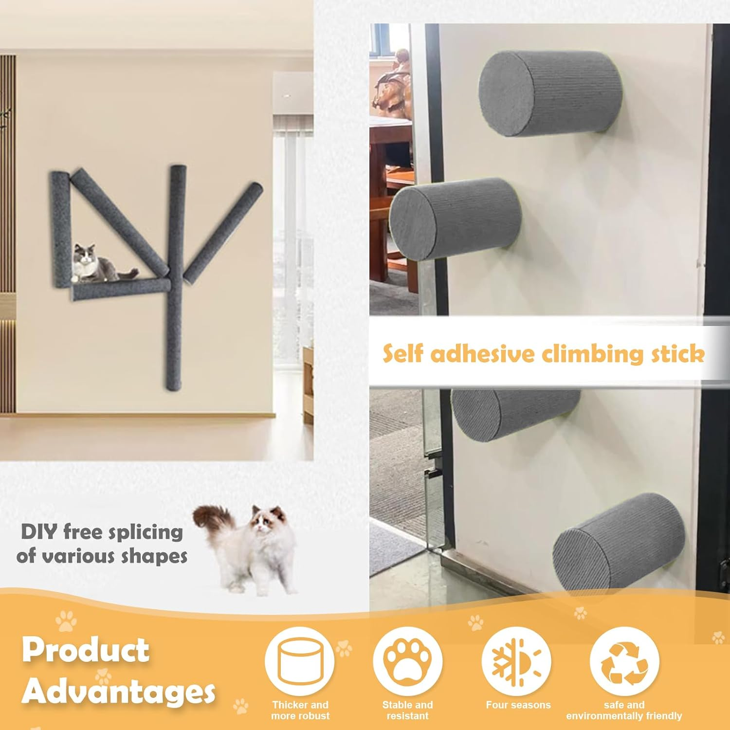 ​​​Scratching Post for Cats, Scratching Post, Small Cat Scratching Post, Cat Scratching Post, Cat Scratching Post, Cat Scratching Post (Side Mounting, 12 X 50 Cm) image number 5