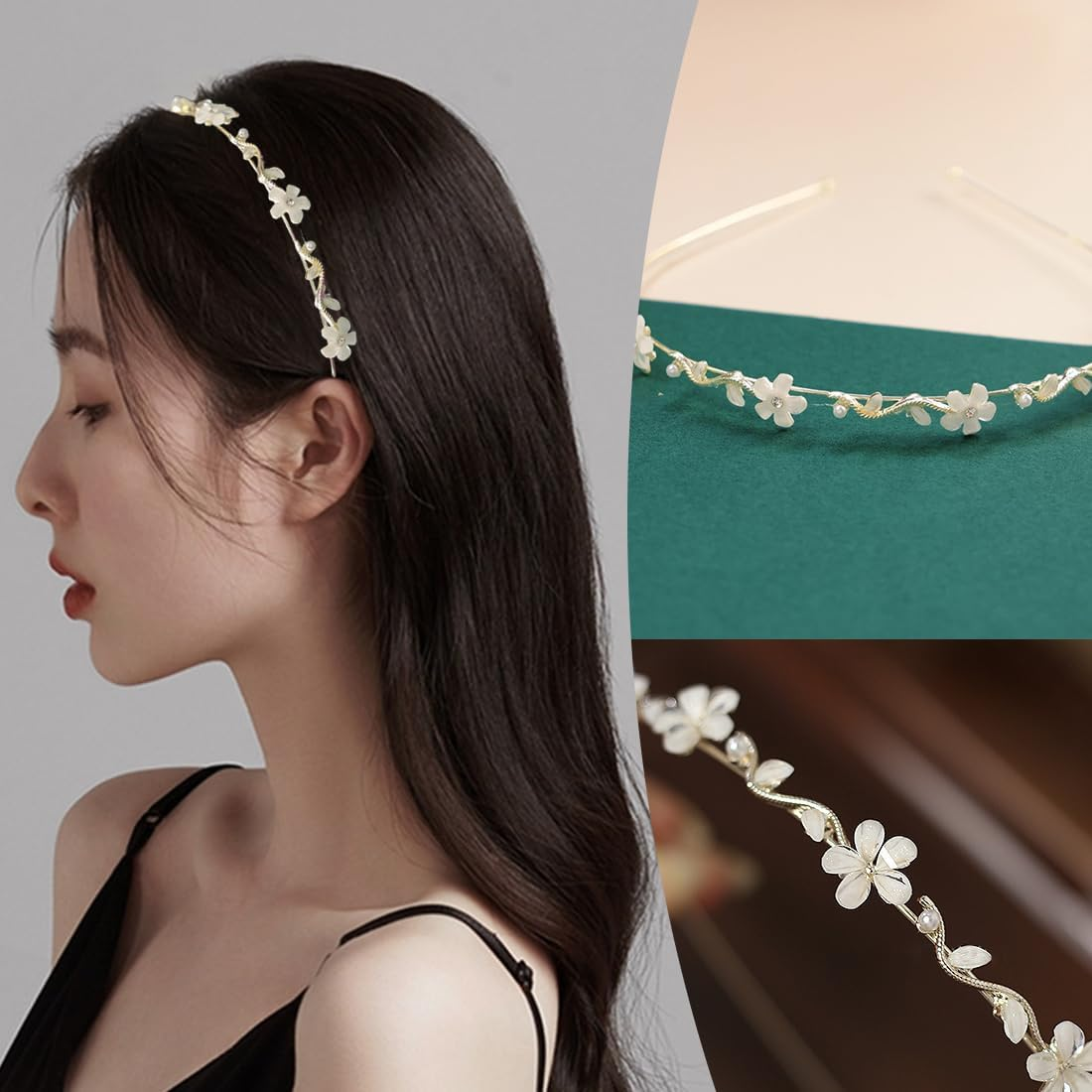 MIRKUZI Fashion Headbands for Women, 1 Communion Headband for Girls and Bride, Silver Hair Accessories, Perfect for First Holy Communion, Weddings and Special Occasions