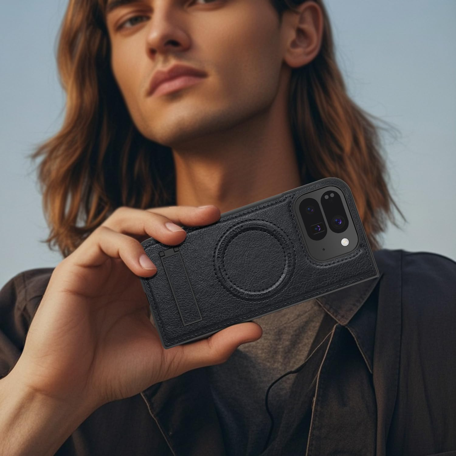 QYFCOU Magnetic Case for Google Pixel 10 Pro Fold - PU Leather Protective Cover with Stand, Compatible with Magsafe, Ultra-Thin Military Grade Shockproof and Scratch-Resistant (Black) - Green image number 7