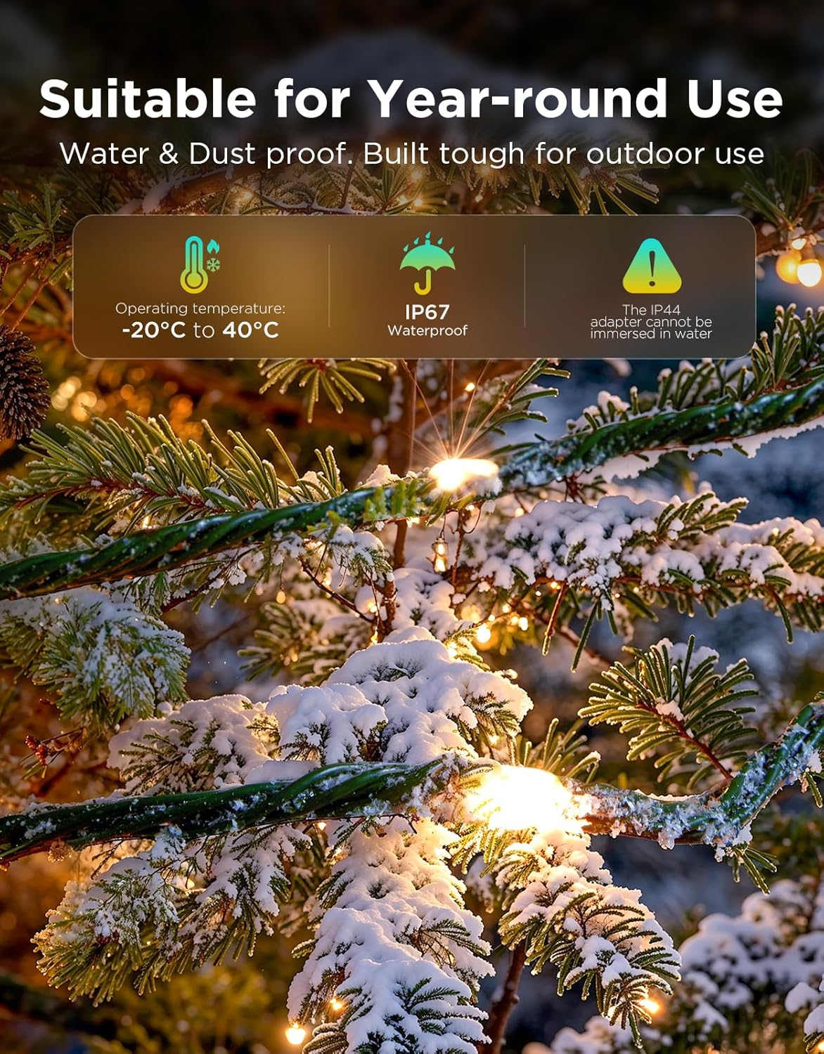 Govee Smart Christmas String Lights 20M, 200 RGBWIC Leds Holiday Fairy Lights for Indoor & Outdoor, Shape Mapping, AIGC, App Control with 130+ Dynamic Scene Modes, Compatible with Matter, Green Cable image number 2