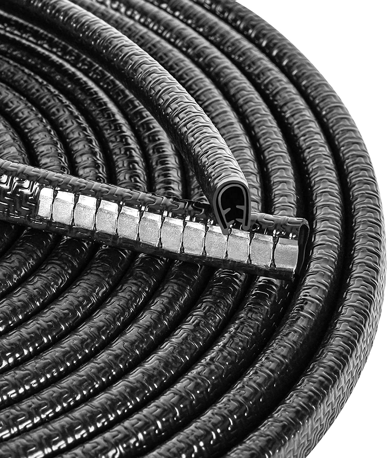 MYFAMIREA16.4 Ft(5M) Car Door Edge Guards U Shape Edge Trim Rubber Seal Protector Rubber Car Door Protector Car Protection Door Edge Anti-Collision Rubber Clips Fit for Most Car