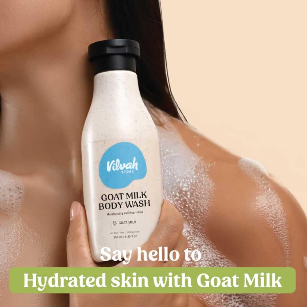 Vilvah Store Moisturising Body Wash (Goatmilk & Vanilla), 200Ml image number 4