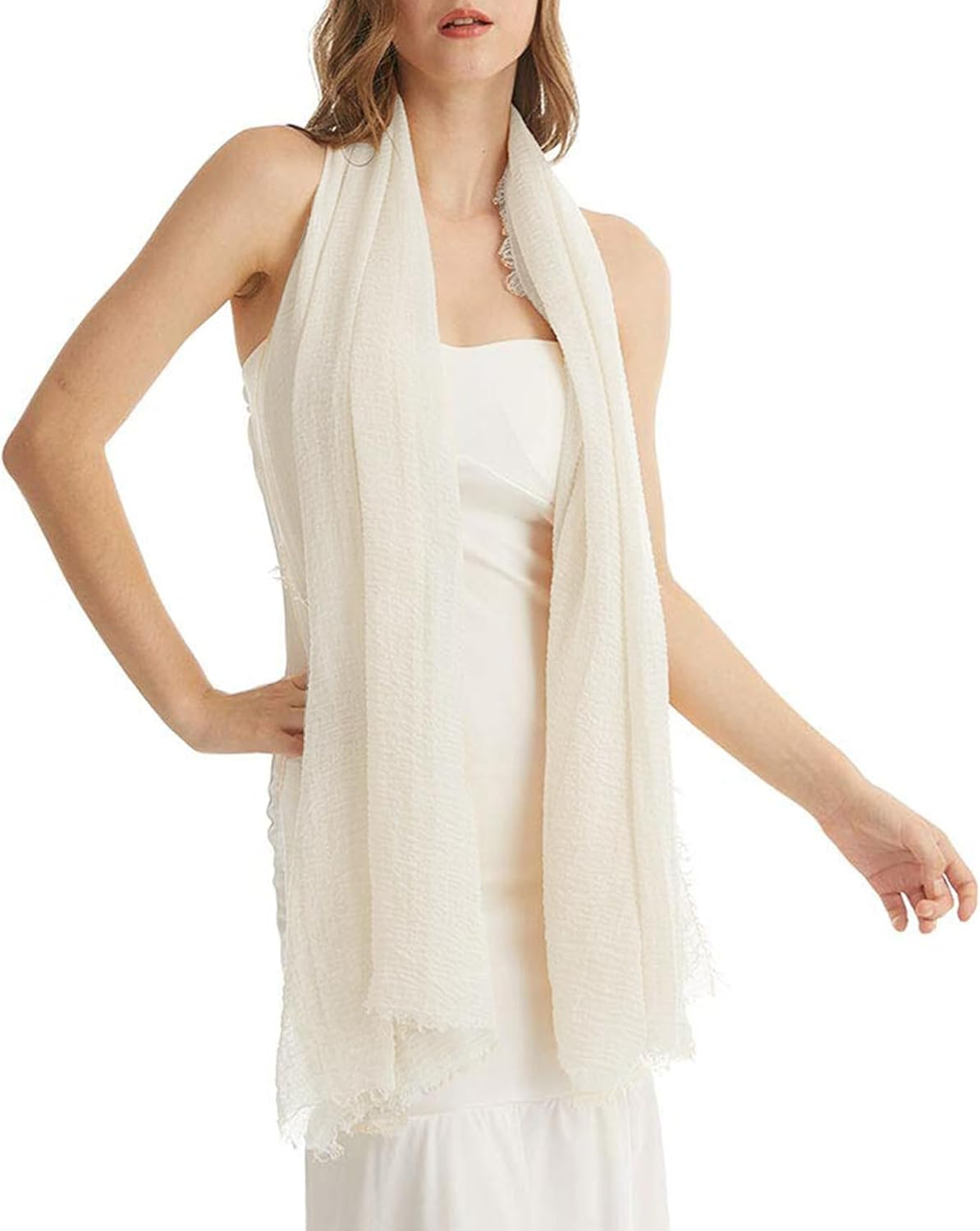 Women Scarf Cotton Linen - Chic Ladies Solid Scarves Soft Large Long Wrap Shawl Headscarf Lightweight Neck Scarf Hijab,180&times;100Cm - Black image number 4