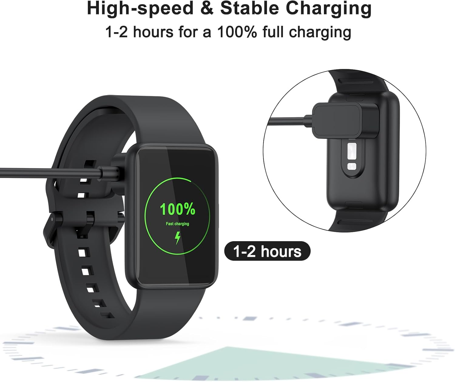 Leonids Charger for Samsung Galay Fit 3 Charger, 1M/3.3Ft USB C Charging Dock for Samsung Galaxy Fit 3 SM-R390 (Black, USB-C)