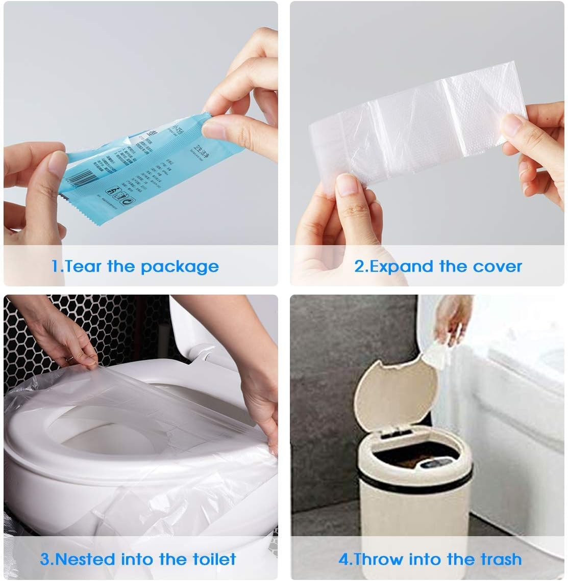 Luckecho 50 Pack Toilet Seat Covers Disposable Flushable Extra Thick & Large Individually Wrapped Toilet Seat Cover for Travel & Public Bathroom - Premium Quality, Convenient, and Hygienic image number 2