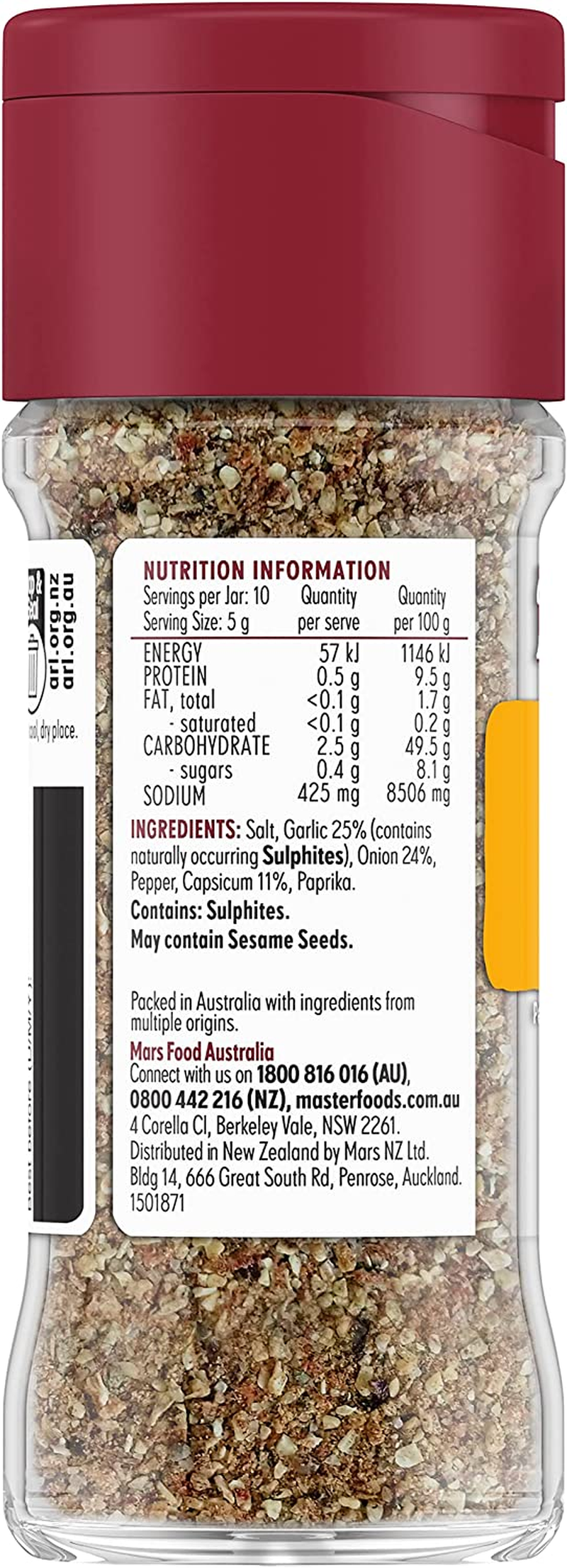 Masterfoods Garlic Steak Seasoning 50 G