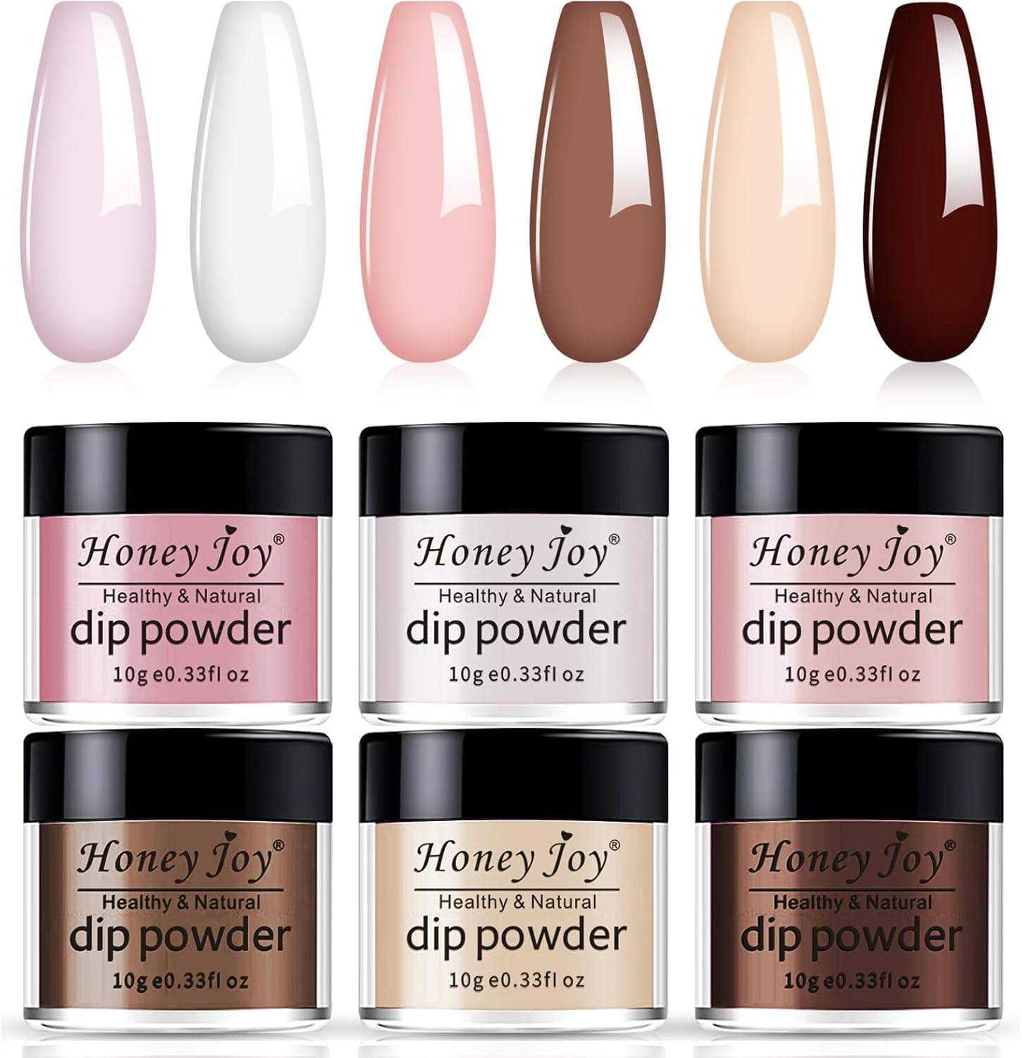Honey Joy 6 BOX/SET Spring Summer Blue Orange Green Fine Dip for Nails Powder Kit Chocolate Glaze Fine Dipping Powder Colors No Need Lamp Cure,Like Gel Polish Effect,Even & Smooth Finishing (Dp-G-6Pcs-10G/Box)