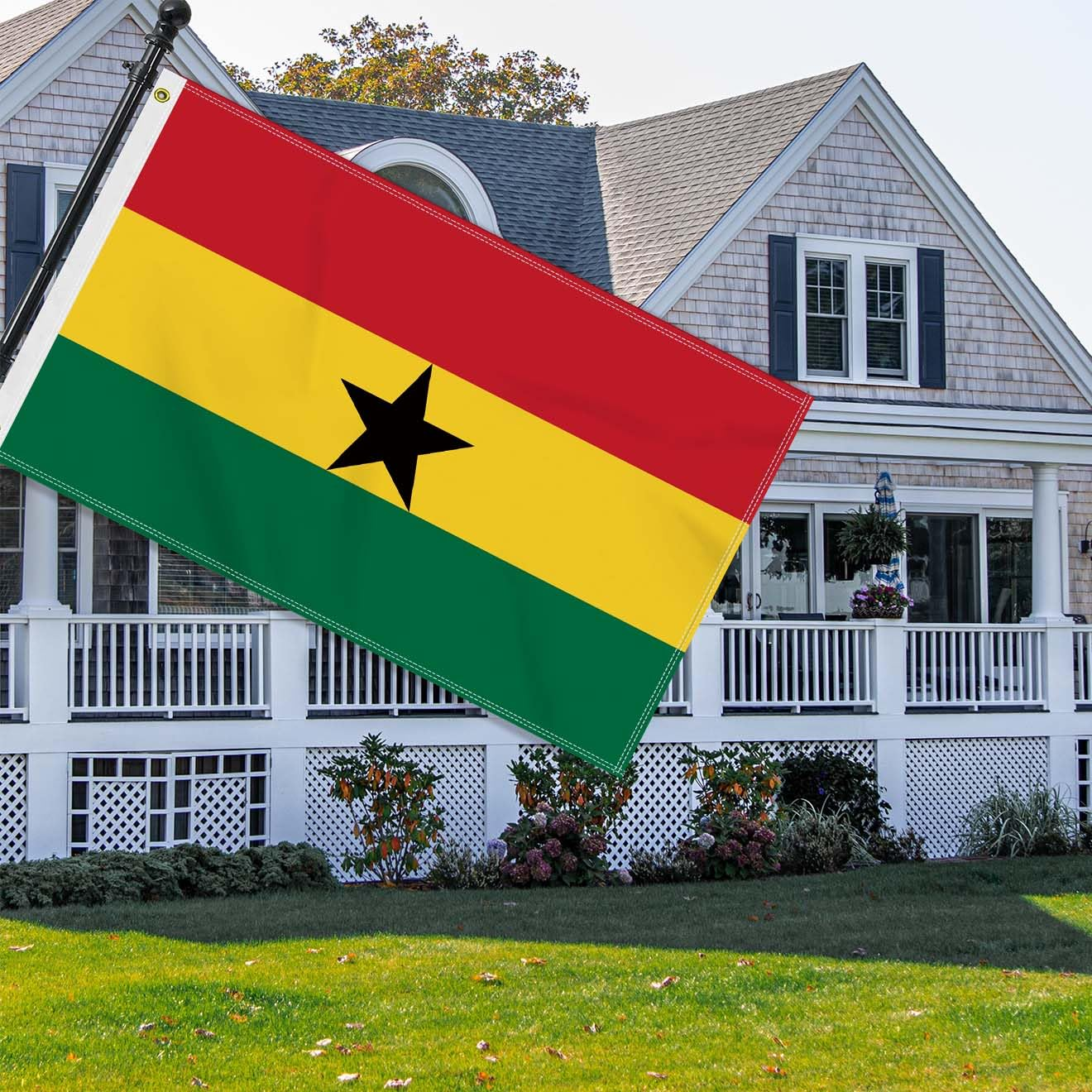 Large 3&times;5 FT Ghana Flag, Big Ghananian100D National Outdoor Banner,Decorgarden with Brass Gromment