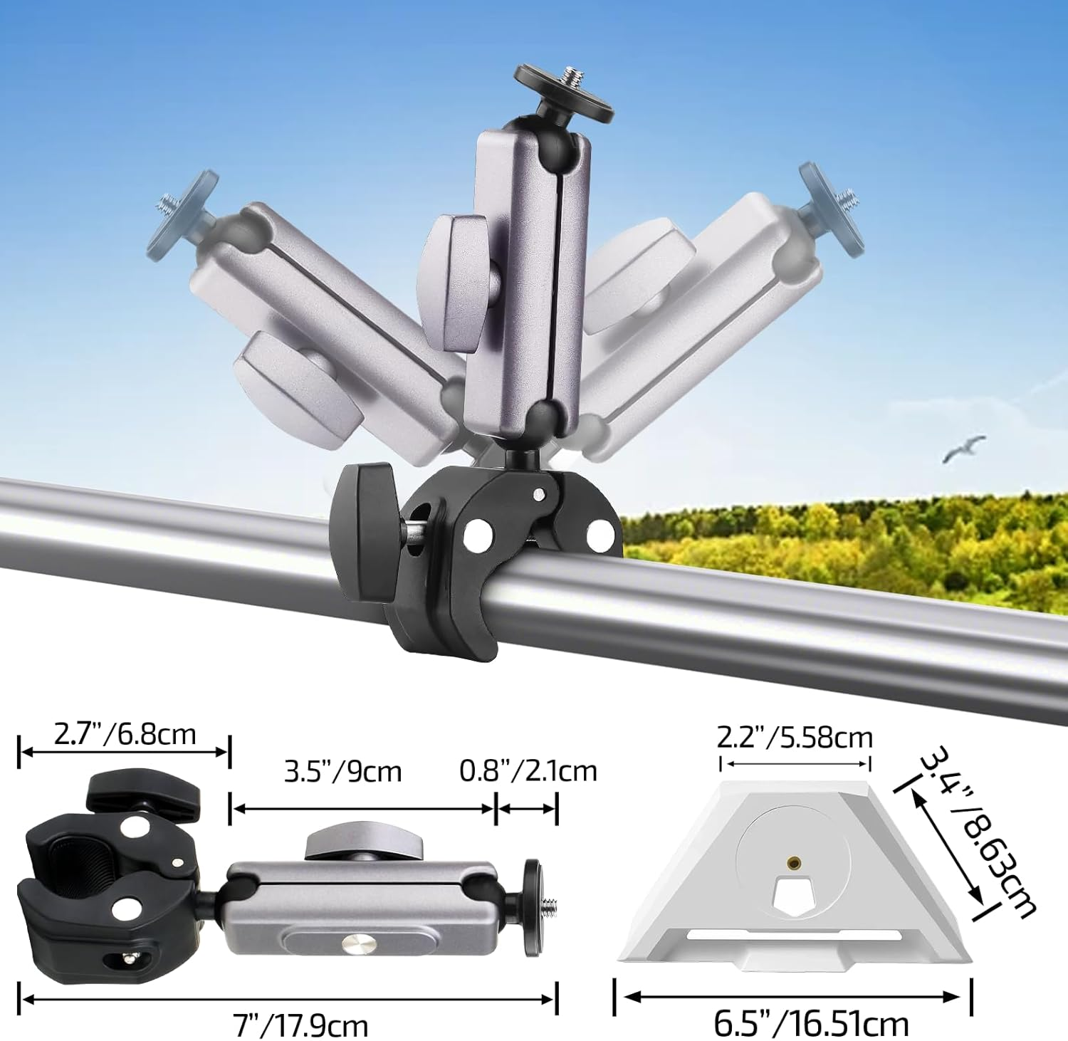 Daboot Starlink Mini Mount - Adjustable Clamp Accessories for Starlink Mini Dish, Fits 2.2&ndash;5CM Poles, Ideal for RV Ladders, Roof Racks, Vans, Boats, Campers, and Outdoor Use image number 4