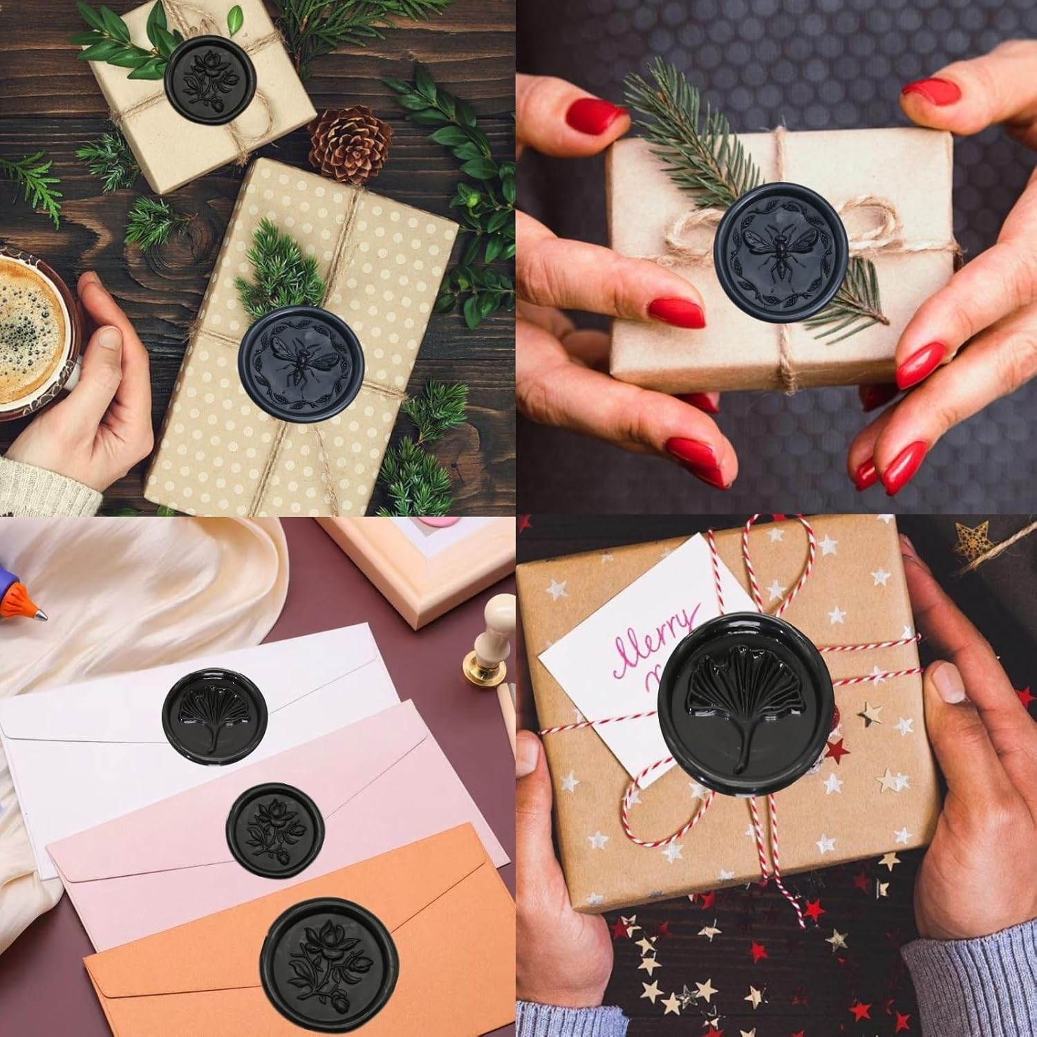 Black Wax Seal Sticks, Atopbb 30Pcs Glue Gun Wax Sealing Sticks for Wax Seal Stamp, Mini Wax Seal Gun Sticks for 0.28'' Glue Gun Wedding Invitations, Cards Envelopes (Black) - Macar Blue image number 6