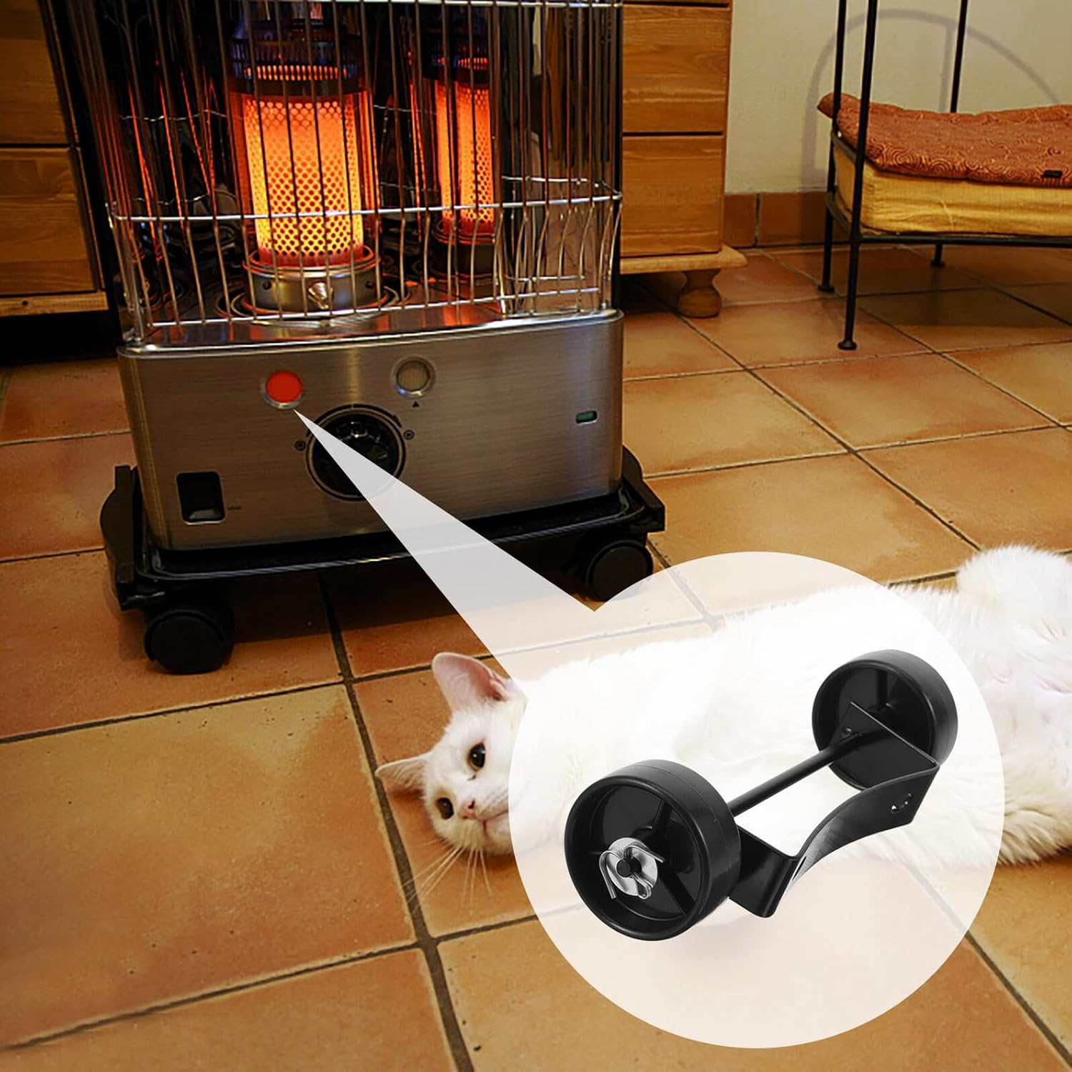 LABRIMP Patio Wheel Replacement Kit Iron and Plastic Movable Wheel for Outdoor and Indoor Heating Devices Easy Install Outdoor Replacement Part for Patio image number 3