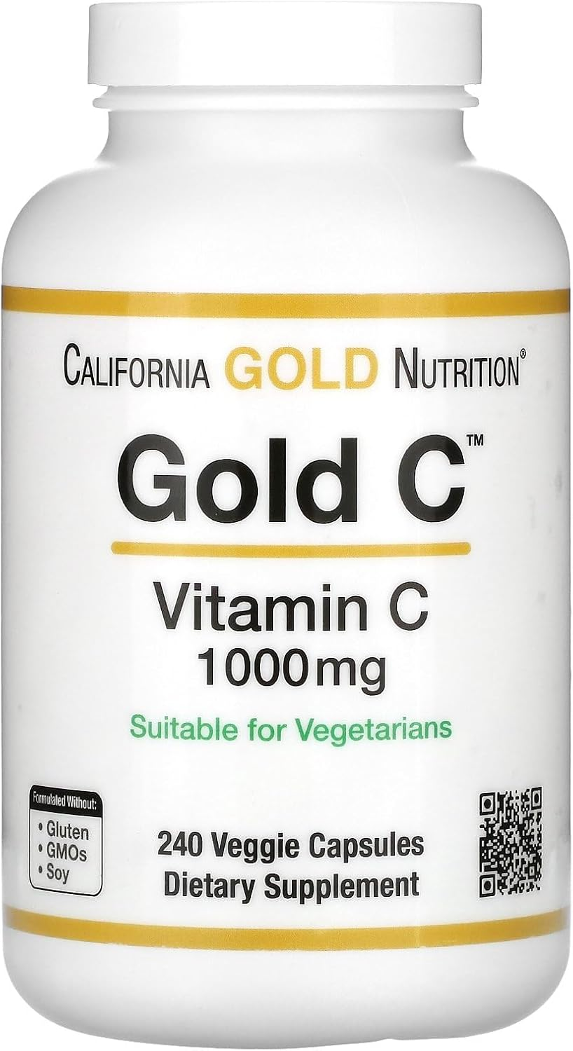 California Gold Nutrition Gold C Vitamin C 1 000 Mg 240 Veggie Capsules image number 1