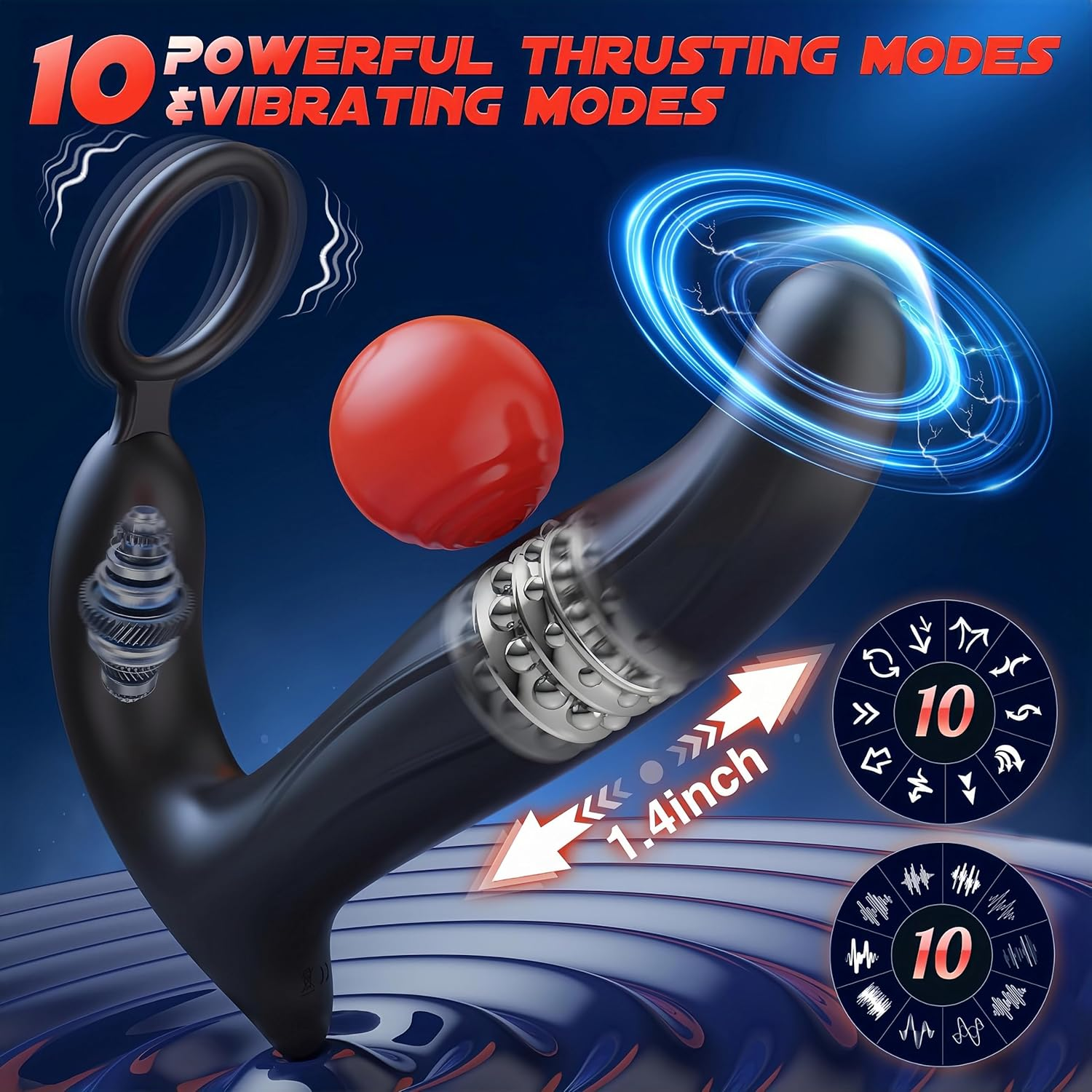 Funflick 5-In-1 Prostate Massager Anal Vibrator Cock Ring, 10 Wiggling & Thrusting & Vibrating Modes Adult Toys, BDSM Remote Control Butt Plug Sex Toys for Men, Lifelike Silicone Dildo Anal Beads Enema Products, Strap on Sexual Wellness Products for Anal Stimulation and Improve Sexual Endurance image number 1