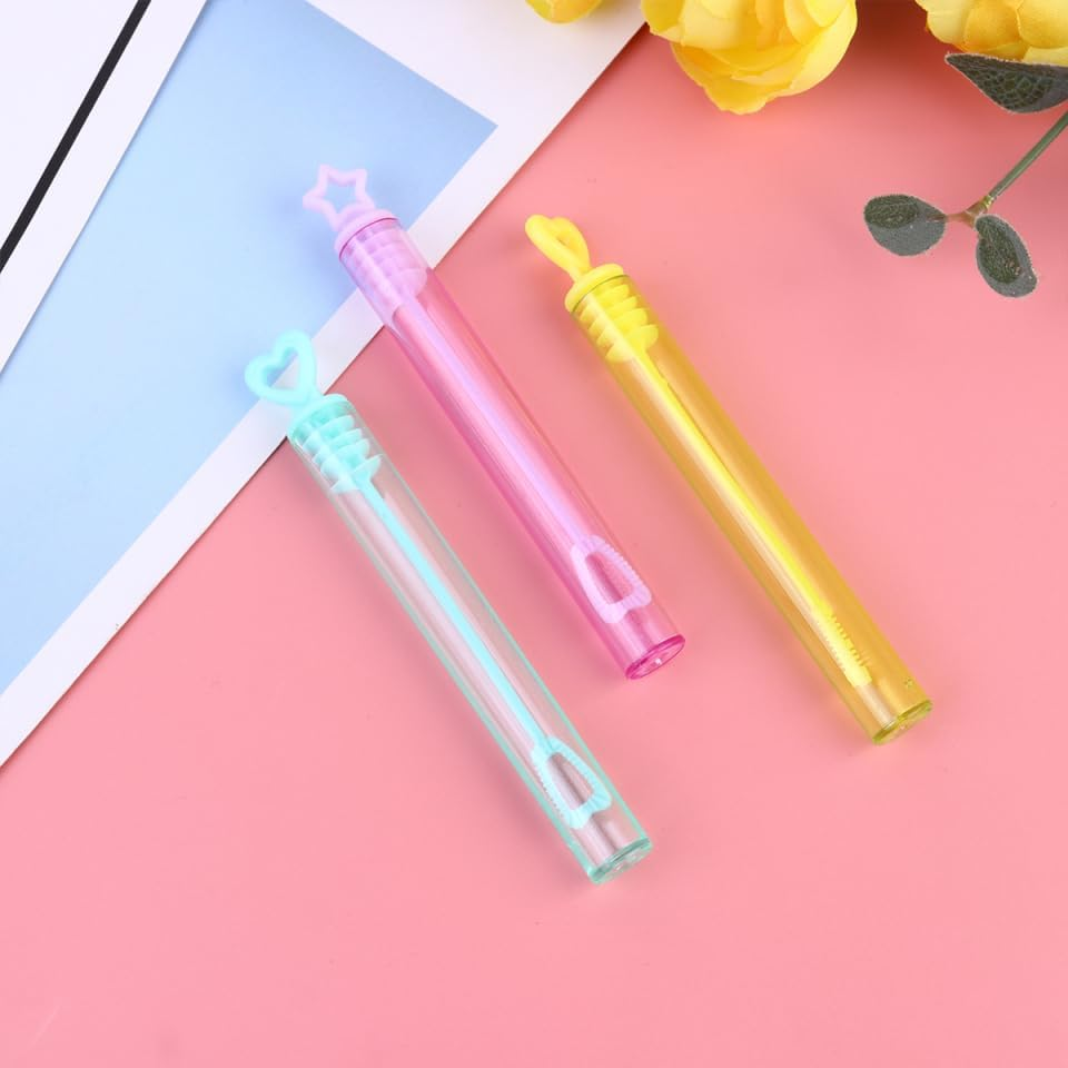 Alipis 30Pcs Assorted Color Mini Bubble Wands - Heart & Star Shaped Empty Bottles for Party Favors, Weddings, Birthdays, Outdoor Events - Random Color image number 2