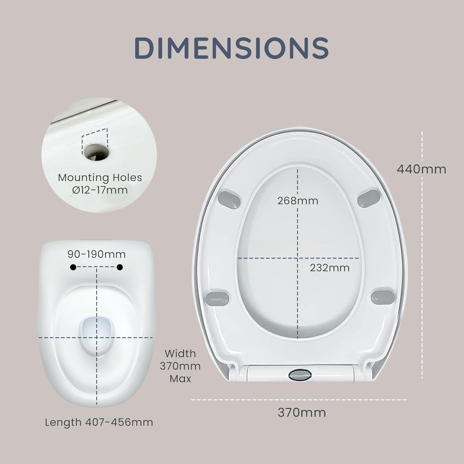 CUQOO Oval Soft Close Toilet Seat - Quick Release Toilet Seat - O Shape Soft Close Toilet Seat White - Slow Close Toilet Seat with Adjustable Hinges (Classic Comfort) image number 1