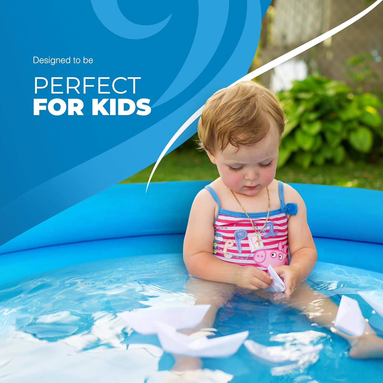 Scoosh Premium Inflatable Swimming Pool, Easy to Inflate Paddling Pool for Kids and Adults, Air Pump & Repair Patch Included, Waterproof Bag Provided for Storage (6FT - DOTTED) image number 3