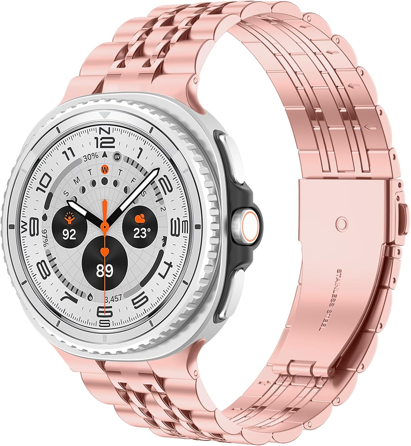 Metal Band Compatible with Samsung Galaxy Watch 8 40Mm 44Mm/8 Classic 46Mm Band Men Women, Titanium Stainless Steel Chain Strap with Folding Clasp for Galaxy Watch 8 Bands