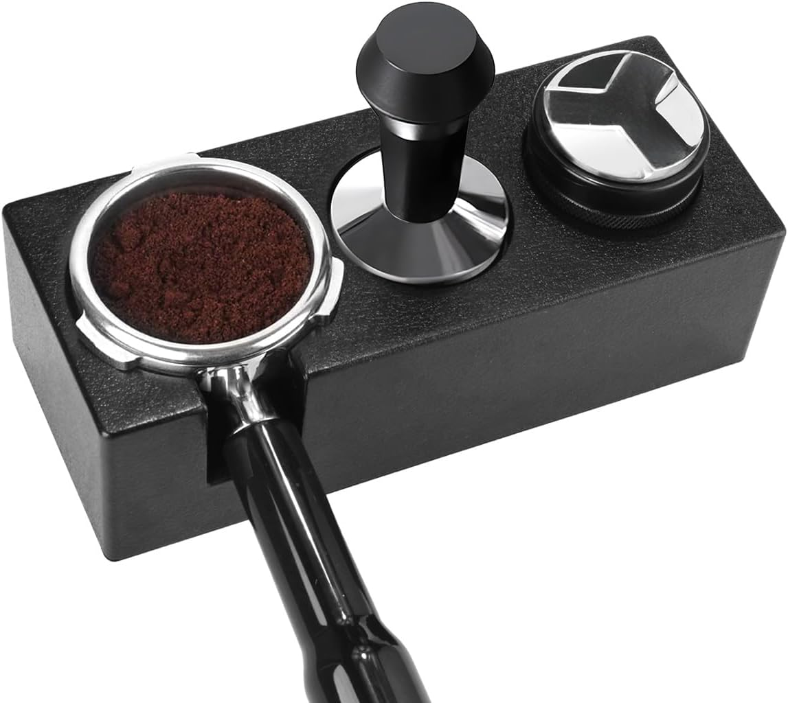 Coffee Tamping Station Anti-Slip Plastic Espresso Tamper Stand Solid Holder for Portafilters, Tamper and Distributor (Black image number 4