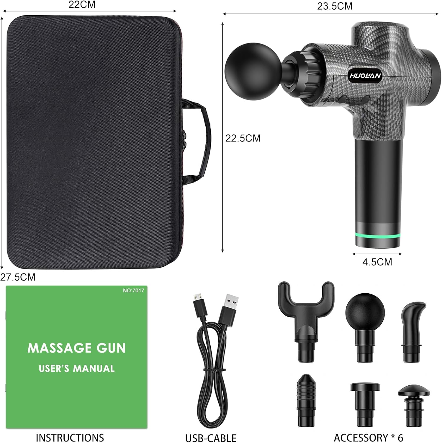 Massage Gun,Electric Muscle Massager Portable Muscle Fascial Gun Deep Tissue Massage Gun for Athletes Back Body Leg Pain Relief Low Noise Muscle Massager with Storage Bag and 6 Massage Heads image number 2
