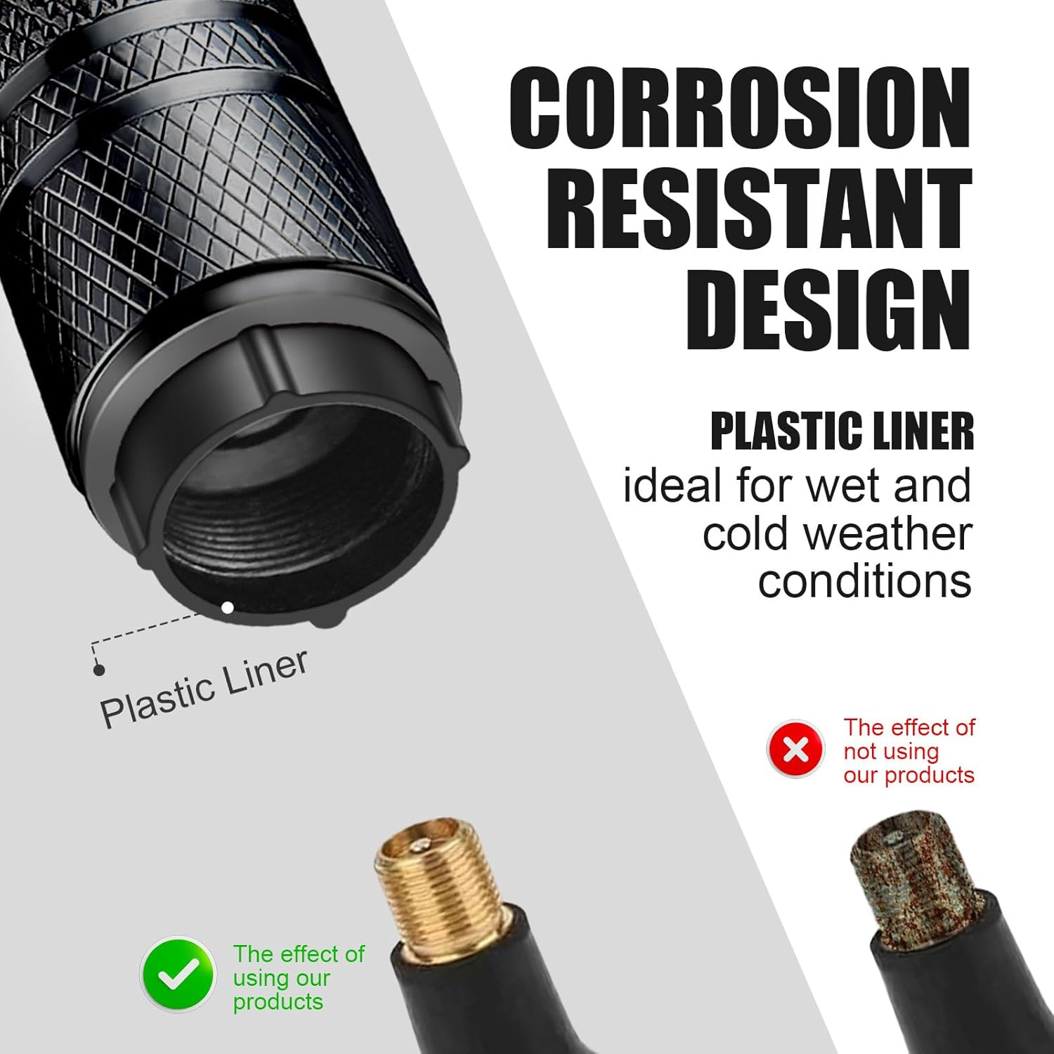 Tire Valve Stem Caps - (4 Pack) Premium Metal Air Caps with Plastic Liner, Durable, Corrosion Resistant and Leak-Proof, Universal Fit for Cars, Trucks, Motorcycles, and Bikes - Black