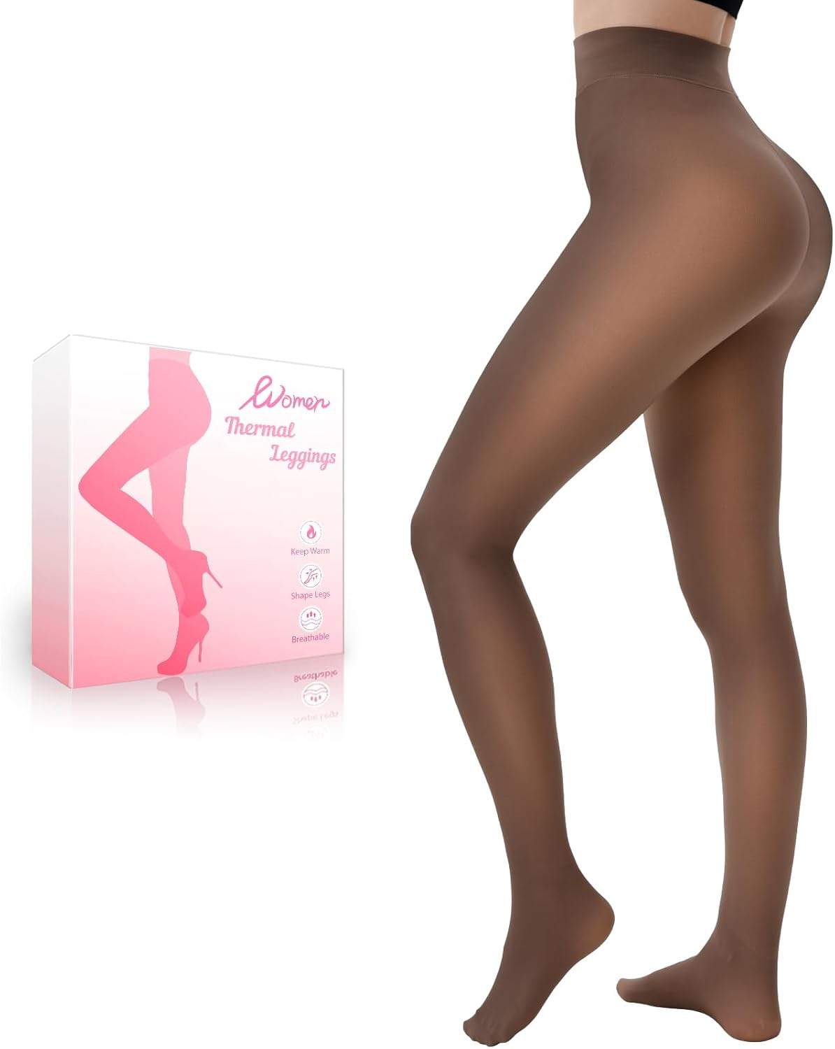 HONGTEYA Fleece Lined Tights Women Winter Thermal Leggings Pantyhose Fake Translucent Thick Warm Sheer Tights