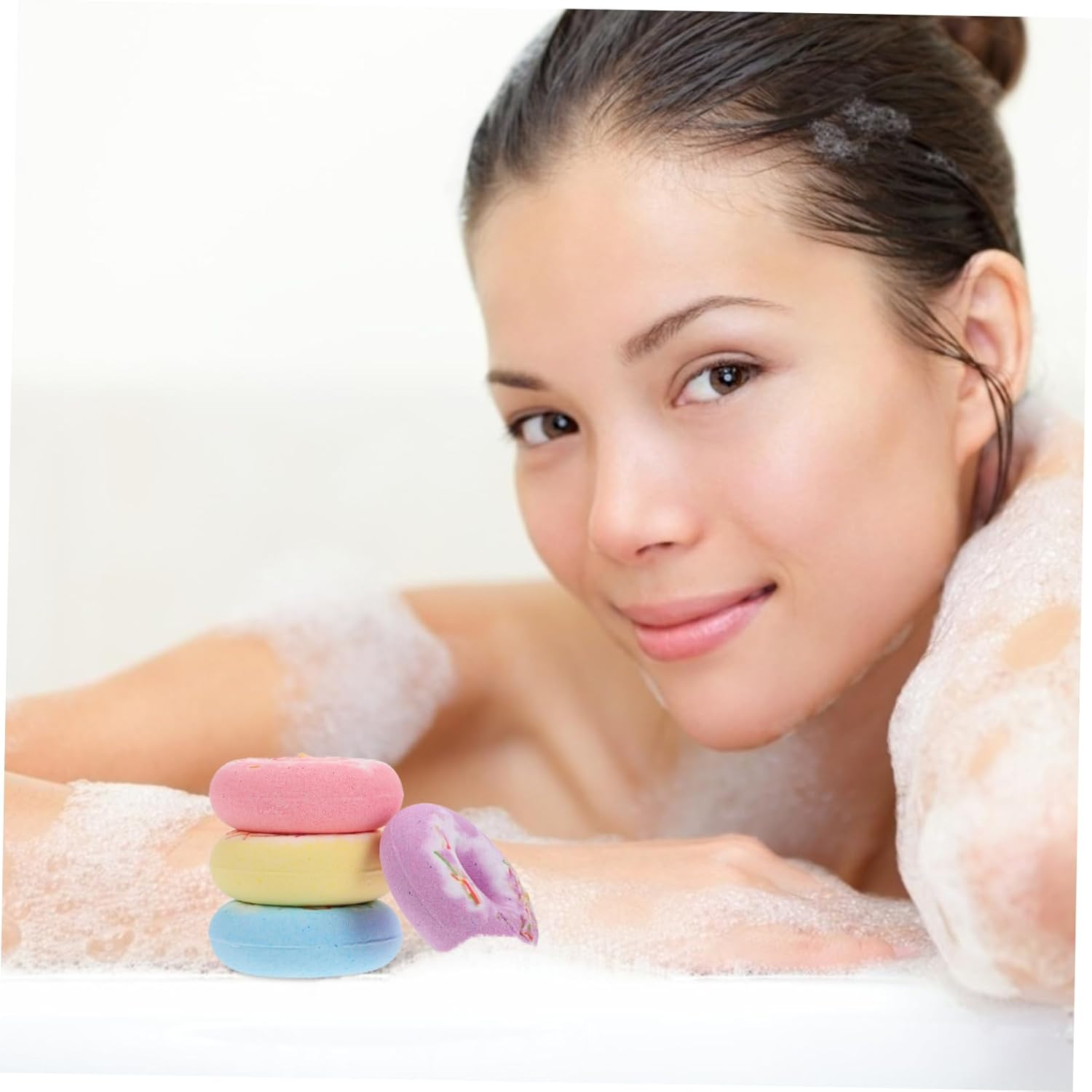 UPKOCH 110G Spa Salt Balls Set Handmade for Boys and Girls 4 Pack Cake Shape Bathing Balls Safe Healthy Natural Relaxing Bath Random Colors image number 6