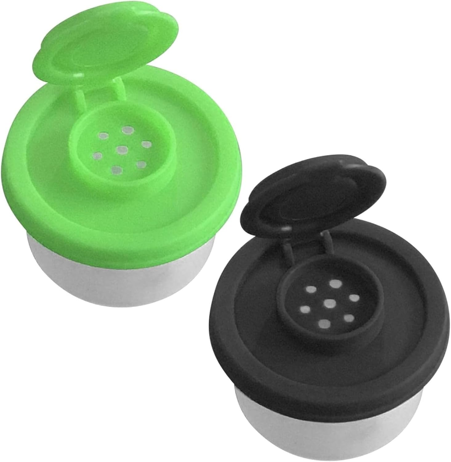 2 Pack Mini Salt and Pepper Shakers Set, Portable Spice Bottles for Camping, BBQ, Picnics, Travel, and Lunch Boxes, Transparent Design image number 2