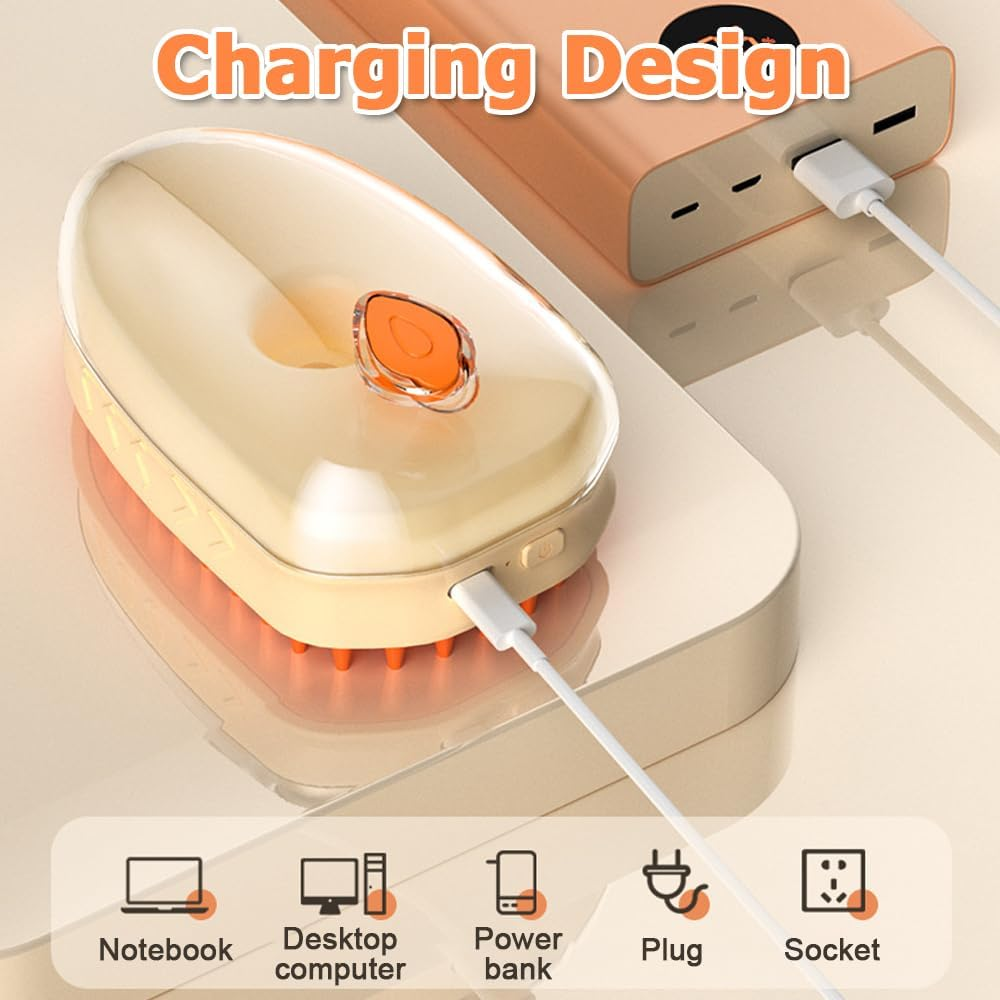 Cat Steam Brush, 3-In-1 Antistatic Steamy Cat Brush, Cat Massage Brush, Grooming Brush with Light for Fighting Cat Lichen for Cats, Dogs, Rabbits, Massage, Self-Cleaning image number 2