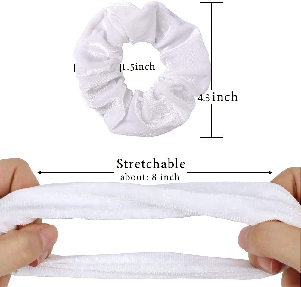 Semato 16 Pack White Velvet Scrunchies Hair Ties Elastics Ponytail Holder Hair Bands Scrunchie Accessories for Women and Girls - Black image number 6