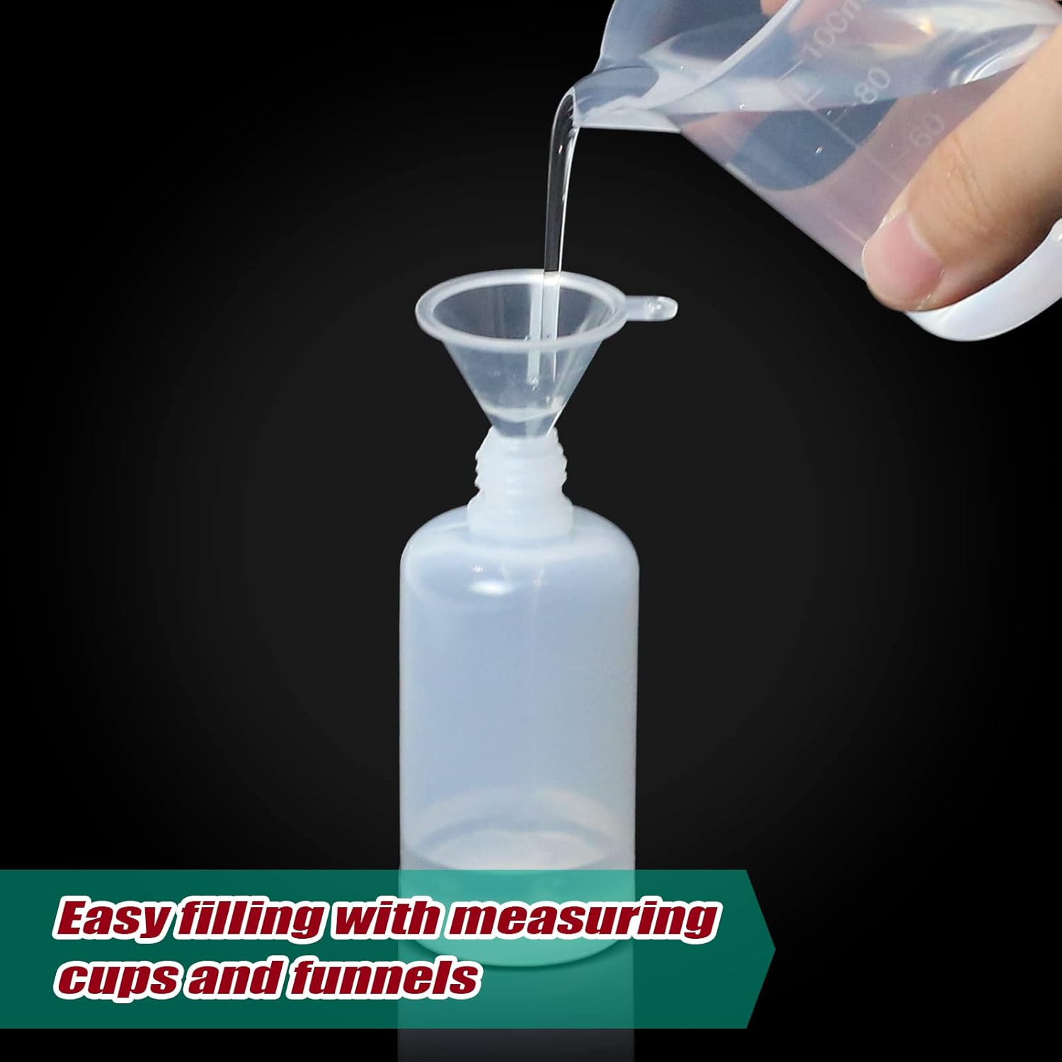10 Pack 50Ml Plastic Dropper Bottle, Plastic Empty Squeezable Dropper Bottles Eye Dropper Dispenser Paint Dropper Bottles with Funnel Measuring Cup Label Transfer Pipette image number 3