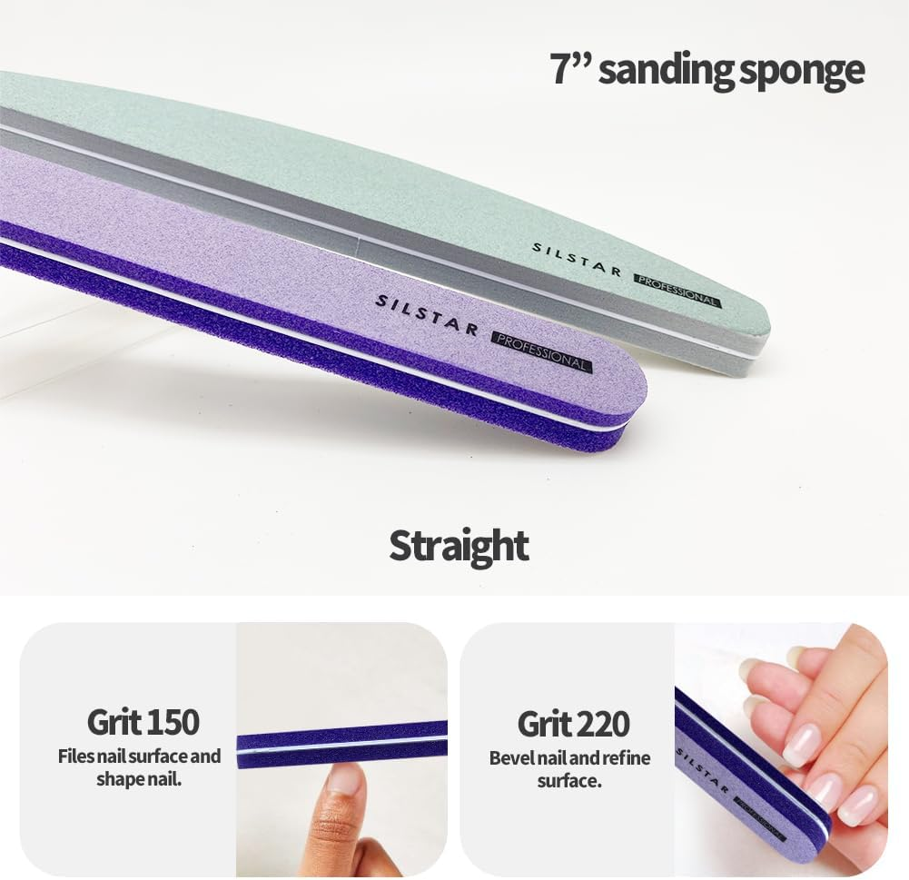 SILSTAR PROFESSIONAL 7" SANDING SPONGE VIOLET STRAIGHT 150/220 MADE in KOREA image number 1