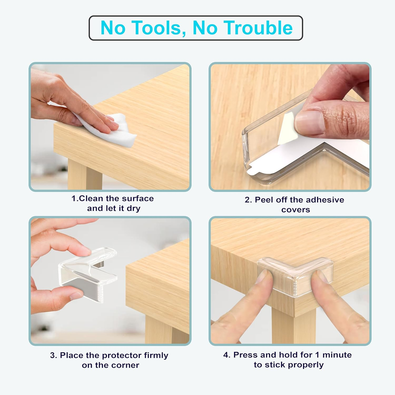 LAKE STORM Pack of 12 Table Corner Protectors for Kids, Clear and Flexible Furniture Corner Protectors Baby with Strong Adhesive, Odorless Non-Toxic Corner Guards Baby Proof, 2 Shapes image number 2