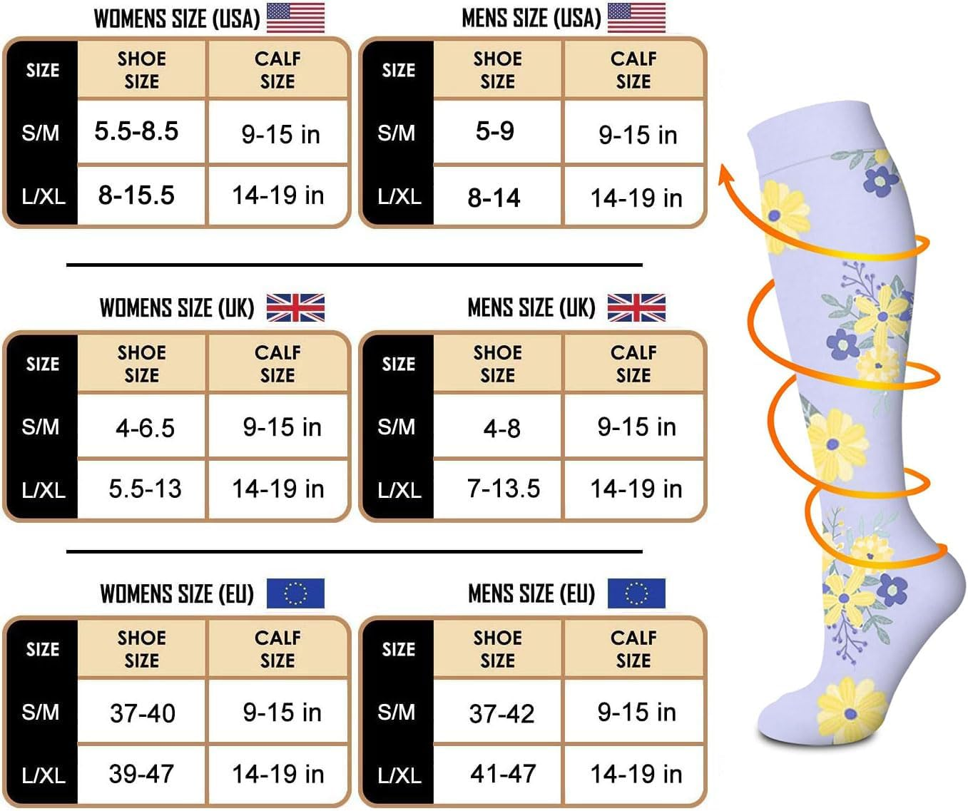 Compression Socks for Women and Men 6 Pack Copper Compression Stockings Circulation-Best Support for Medical, Running,Nursing,Athletic image number 2