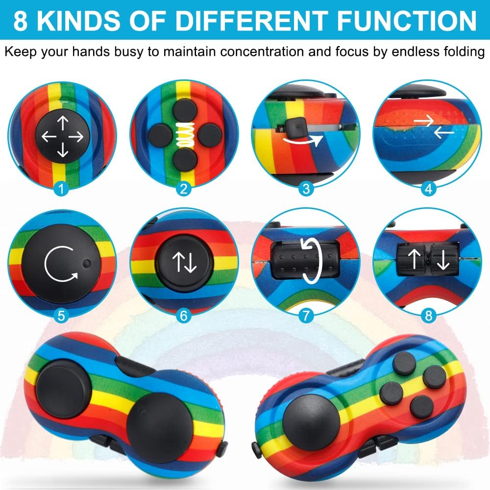 Thor Hammer Fidget Spinners Chain Metal, Gold Fidget Spinner, Fidget Pad, Rainbow Gold Fidgit Spinner for Kids Adults, Fidgets Infinity Cube Blocks Stress Fidgit Toy Set Party Favors Goody Bag Filler