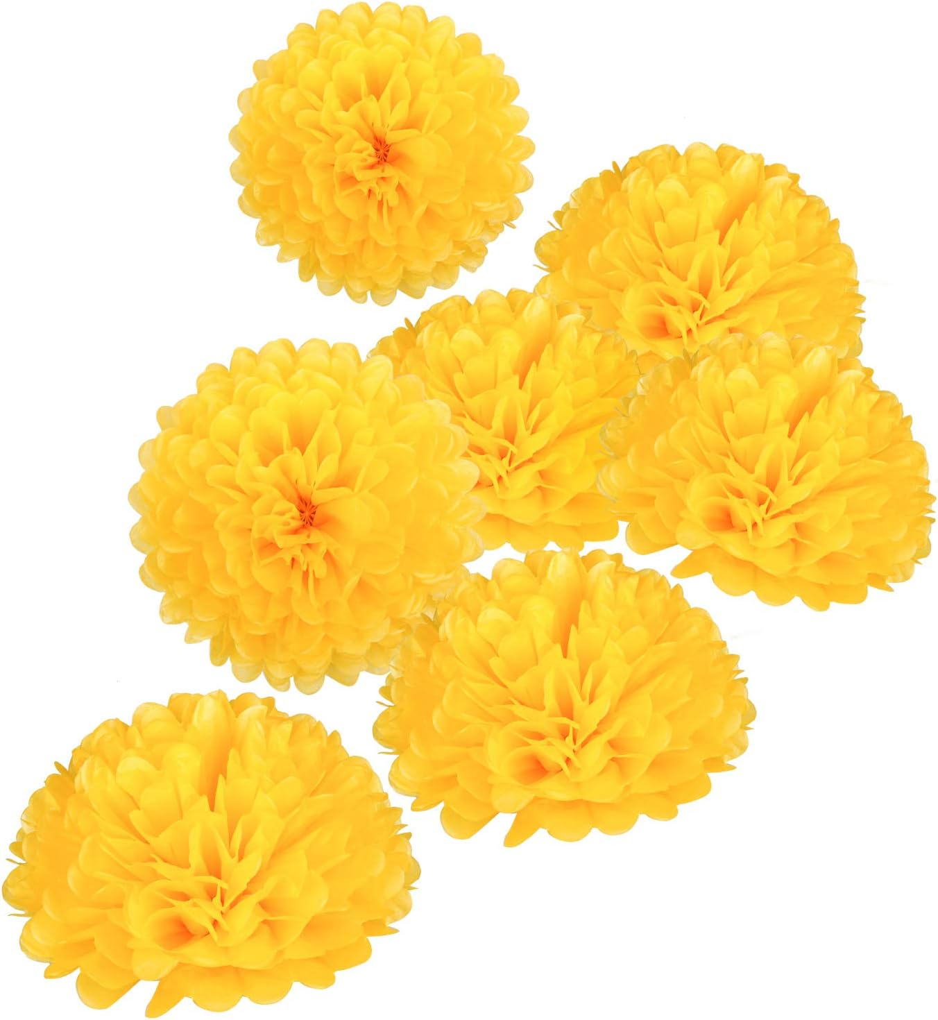 MISU Sunflowers Party Decorations Yellow Tissue Pom Poms Paper Flowers for Classroom Baby Shower Wedding Birthday Party Backdrop Home Decoration, 10 Inch, Pack of 18 image number 2
