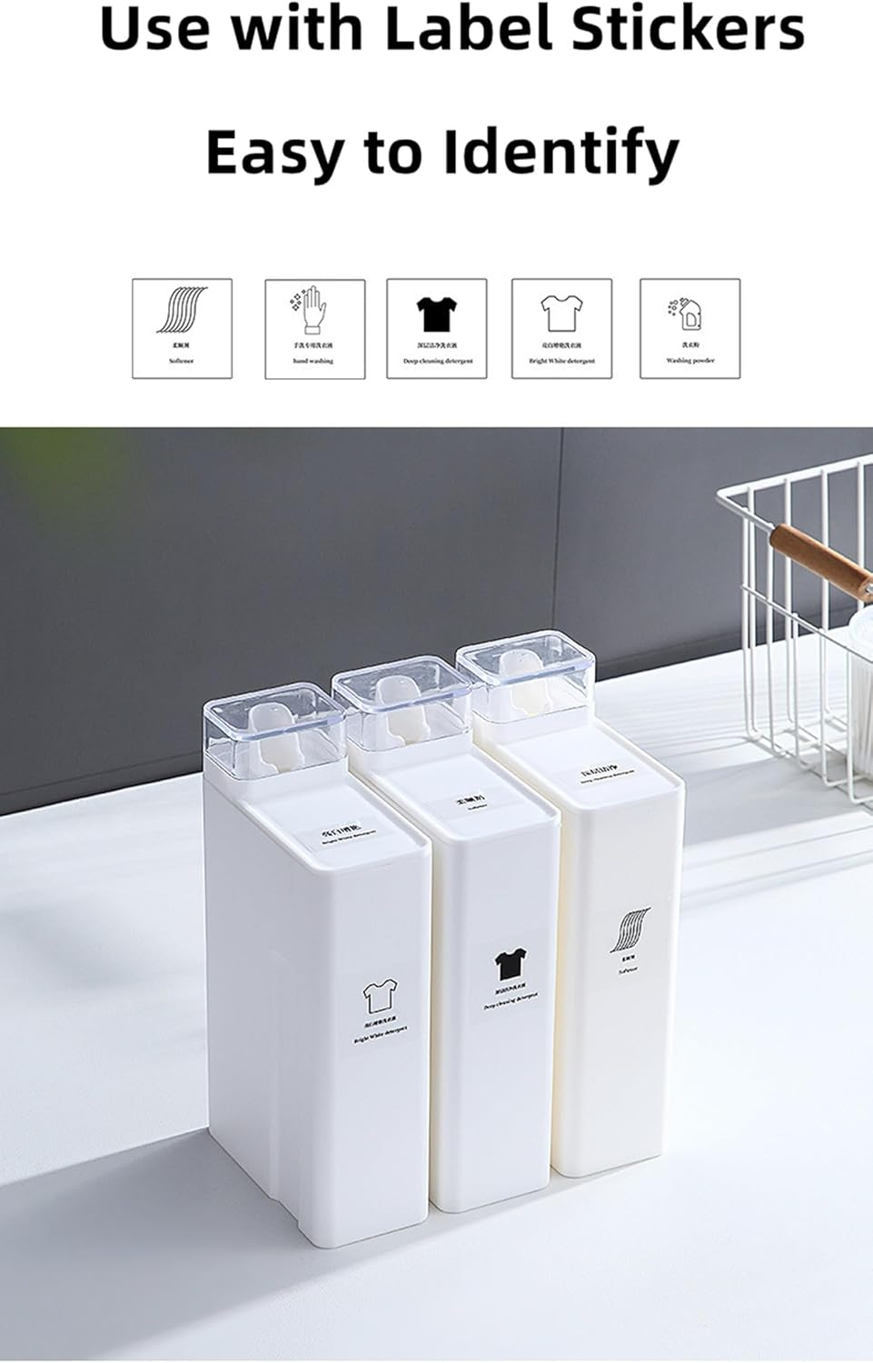 Laundry Detergent Dispenser-Soap Dispenser,Large Pump Dispenser Bottle for Kitchen, Laundry Empty Shampoo Bottles Suitable Beads, Washing Powder, 32Oz/1Liter(White) image number 4