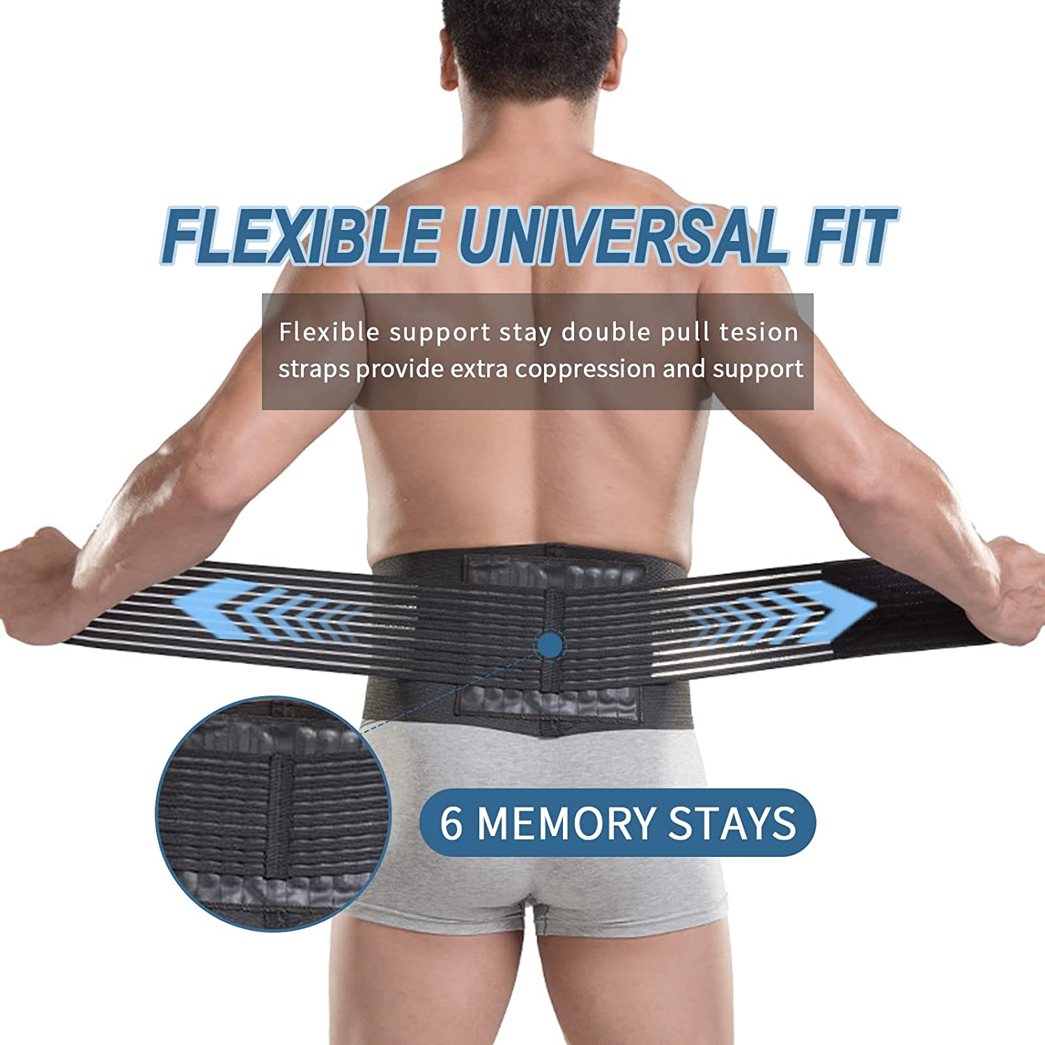 Paskyee Back Brace for Lower Back Pain Relief, Sciatica, Back Strap Support for Men Women Working Out, Lumbar Support Belt X-Large image number 2