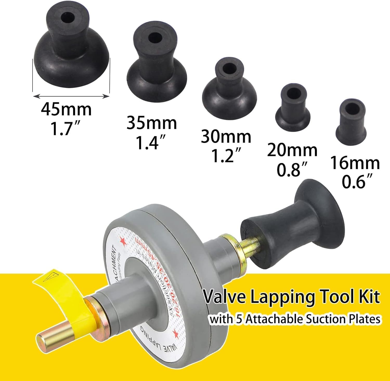 Valve Lapping Tool Kit &ndash; Engine Valve Lapping Attachment Tool for Drill Valve Grinding Kit with 5 Attachable Suction Plates image number 5