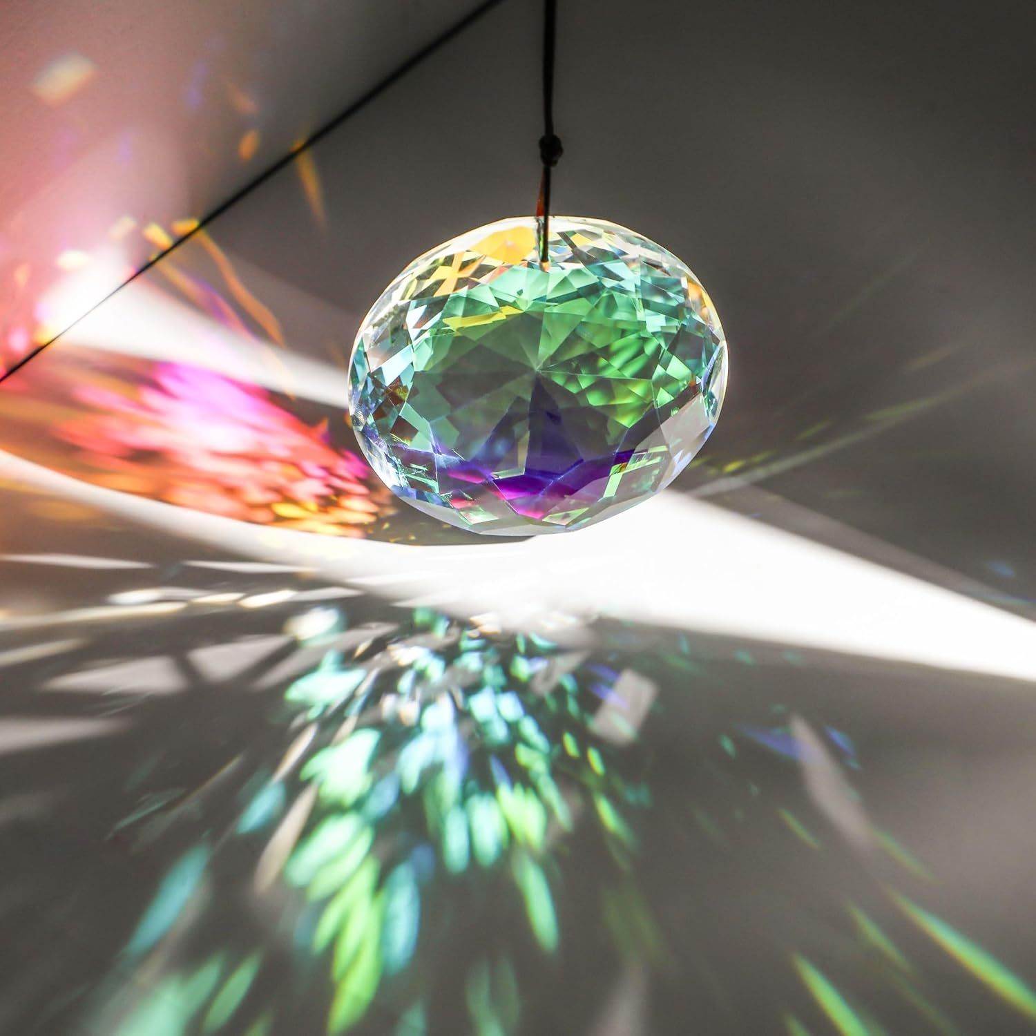 3'' Crystal Prism Suncatcher for Windows Hanging AB Color Glass Crystal Sun Catcher Beads for Pendants Rainbow Maker for Indoor Outdoor Home Garden image number 1