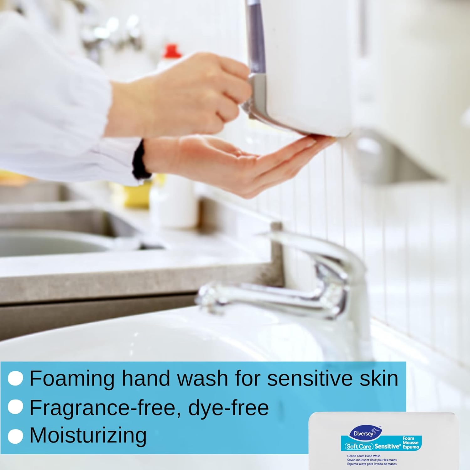 Diversey 100907880 Soft Care Sensitive Foam Hand Wash, for Use in Intellicare Dispenser, Fragrance-Free, 1.3-Liter