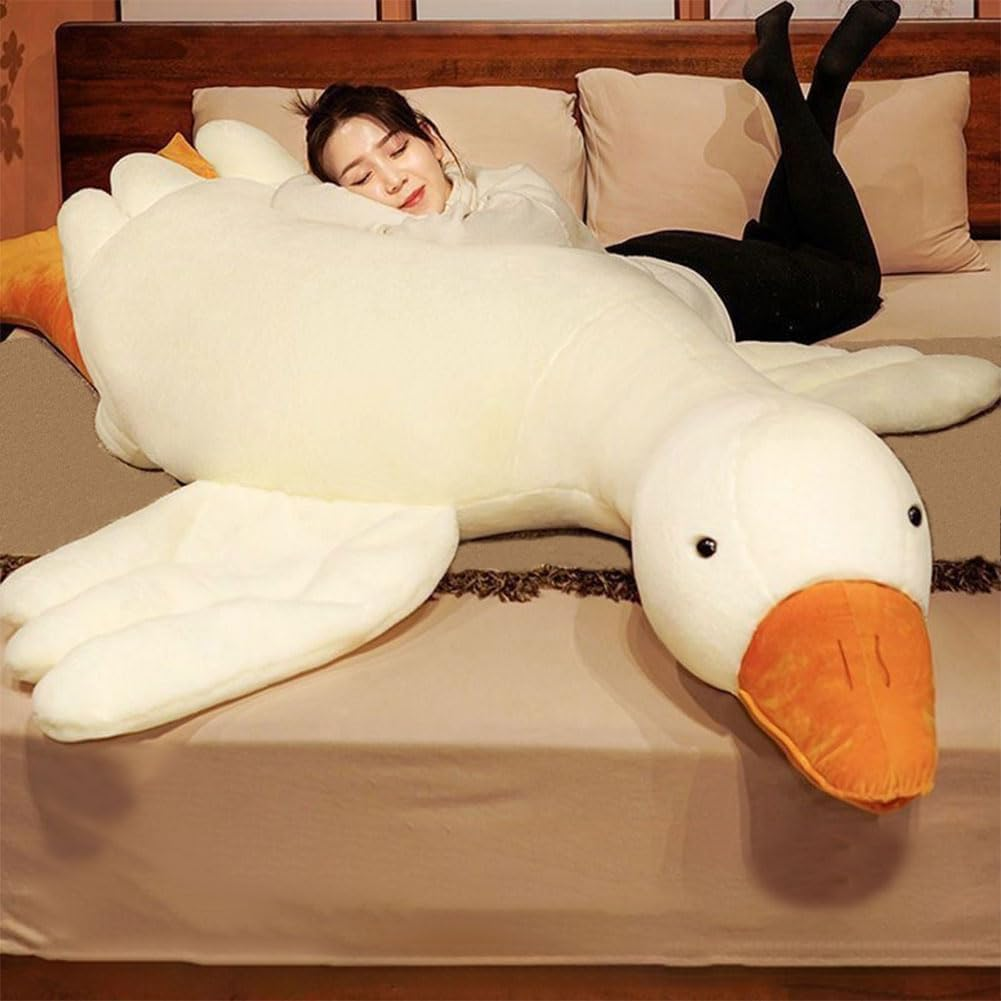 Srutirbo Giant White Goose Weighted Plush-20'' Soft Furry Swan Stuffed Animal Pillow,Huge Plush Anxiety Animals 20In image number 2