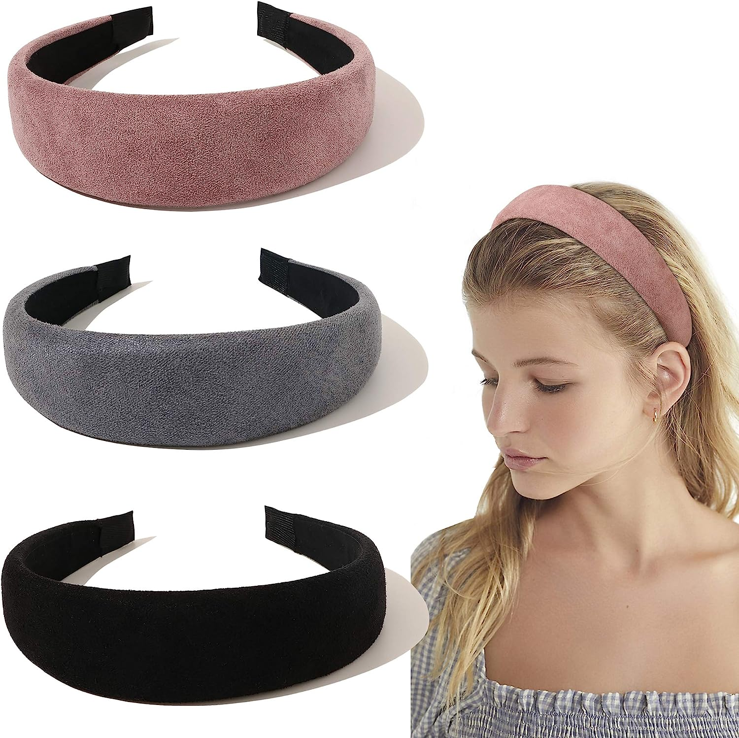 Ivyu Headbands for Women Head Bands - Fashion Womens Headband Diademas Para Mujer De Moda Hair Accessories Hairbands for Girls No Slip Cute Black Pink Gray Headband Gift for Women image number 2