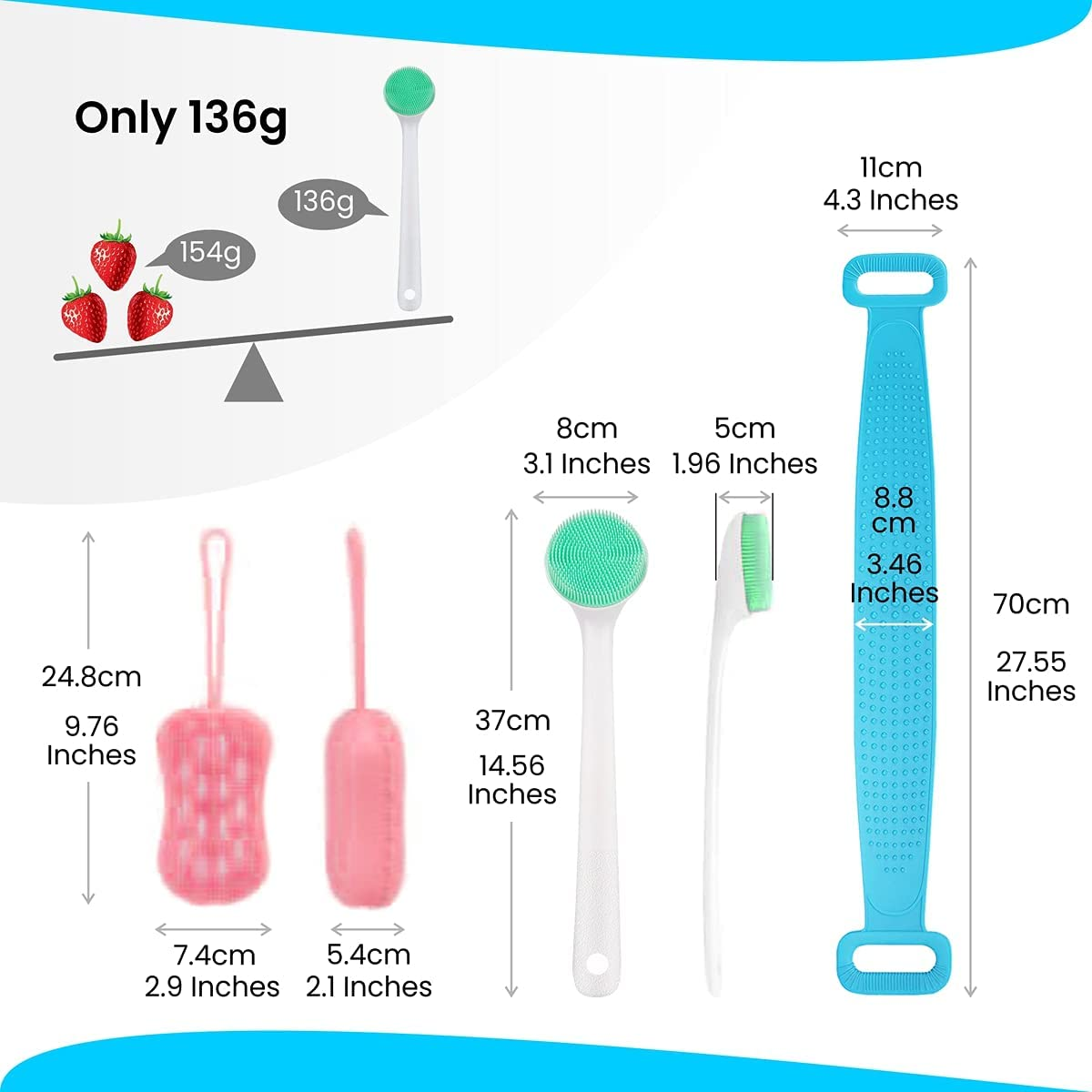 Silicon Body Scrubbers, Back Brushes for Showering, Shower Scrubber for Body, Body Scrubbers for Use in Shower, Back Cleaner for Shower for Women and Men image number 6