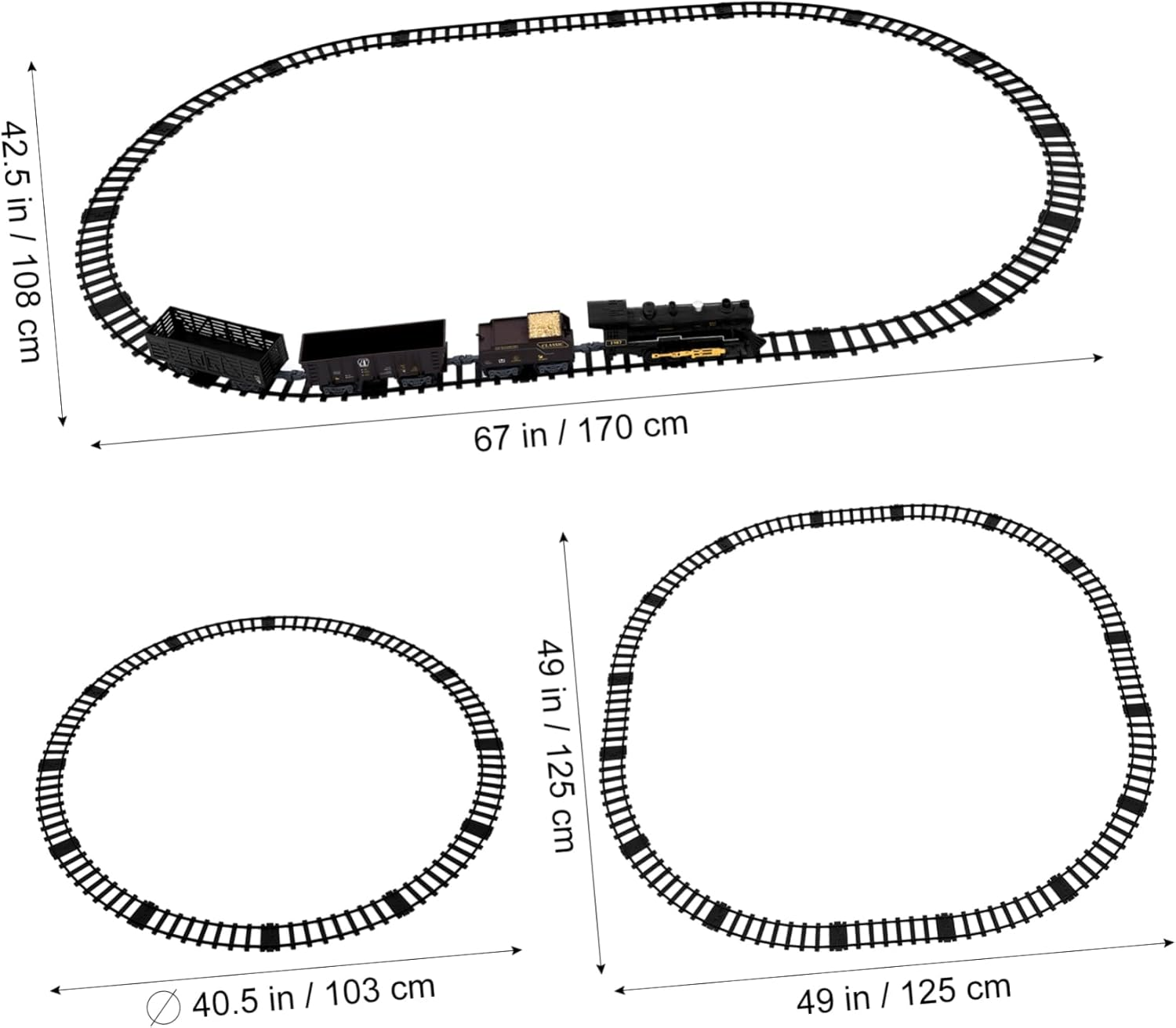 Vaguelly Steam Locomotive Train Set Battery Powered Train Toys Simulation Train Models Electric Train Sets with Smoke for Kids Birthday Party Supplies image number 4